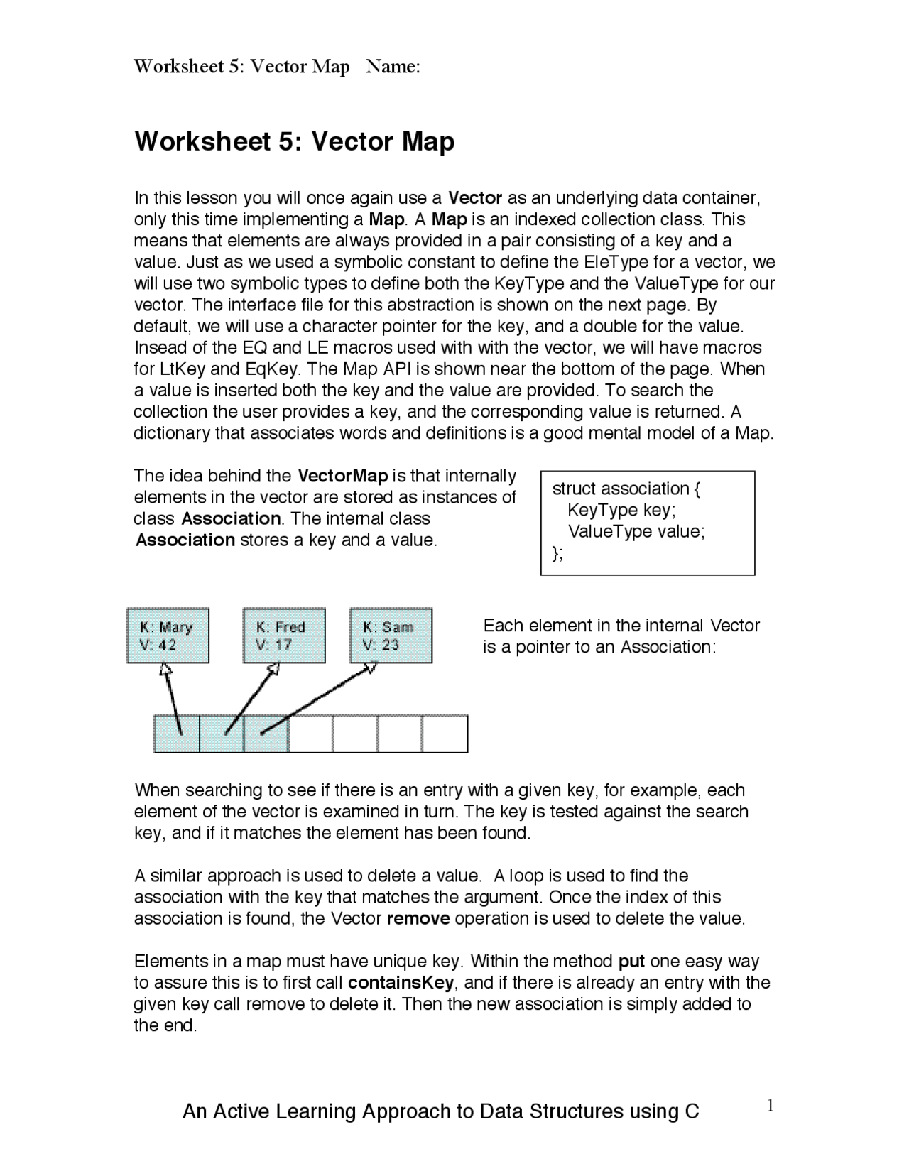 Prep1 Vector Map Vector Map - 6 Questions - Data Structure - Exam | CS 261 - Docsity