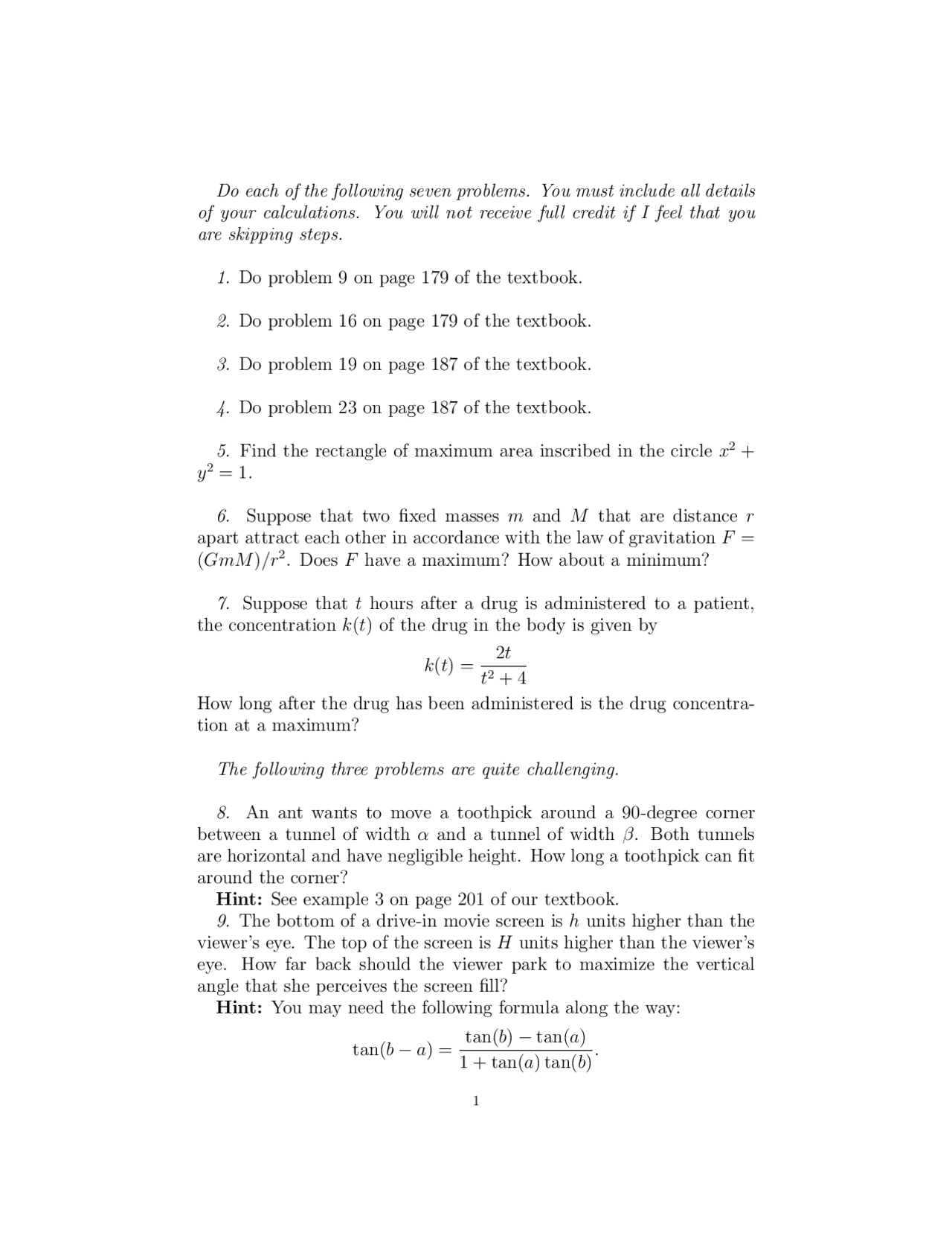 Calculus I with Applications - Questions with Answers | MATH 124 - Docsity