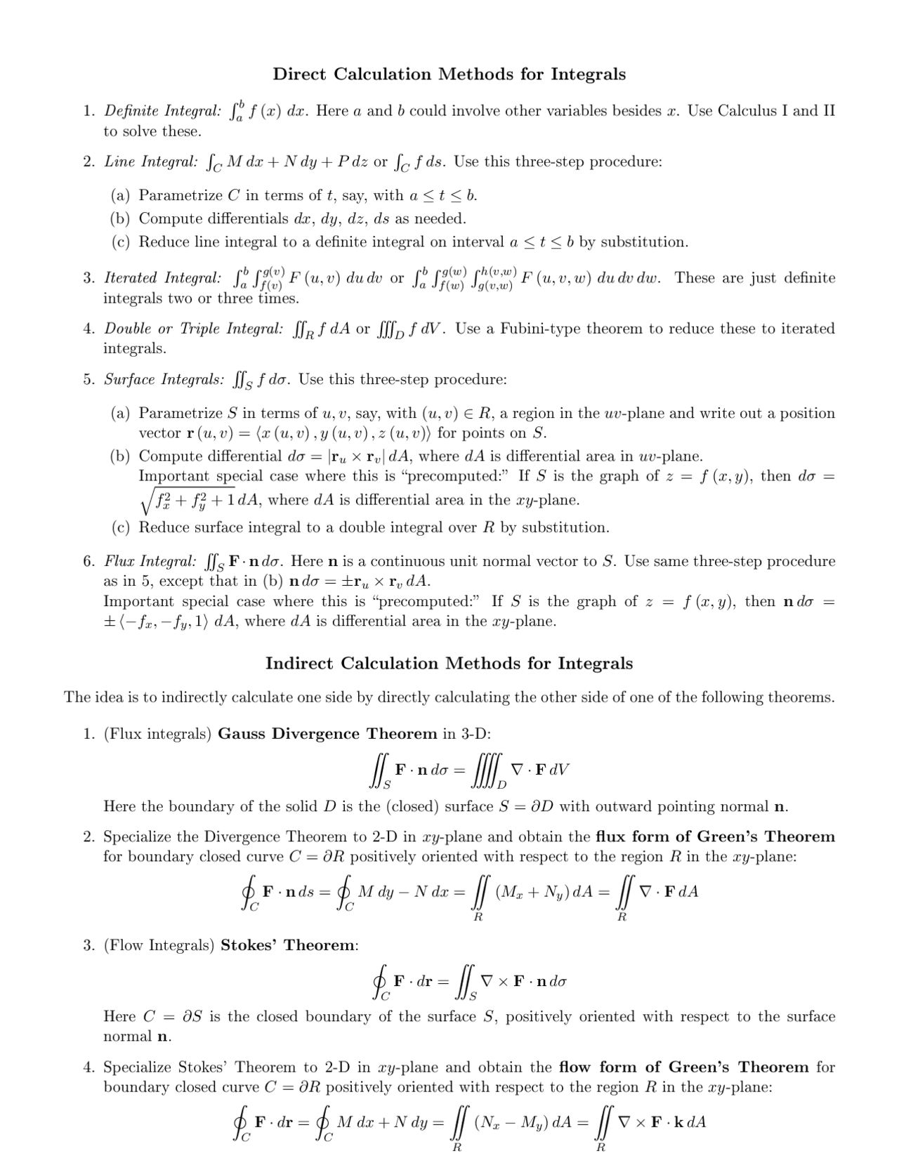 Direct Calculation Methods for Integrals - Lecture Slides | MATH 208 ...