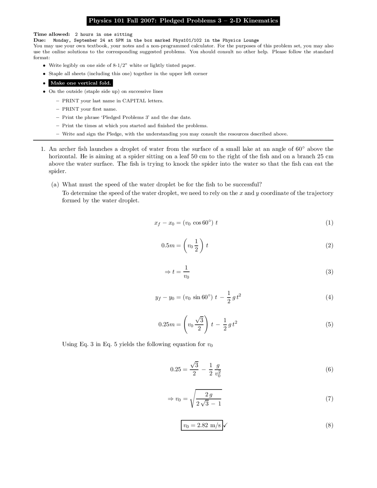 2 Solved Problems on Pledged in Mechanics | PHYS 101 - Docsity