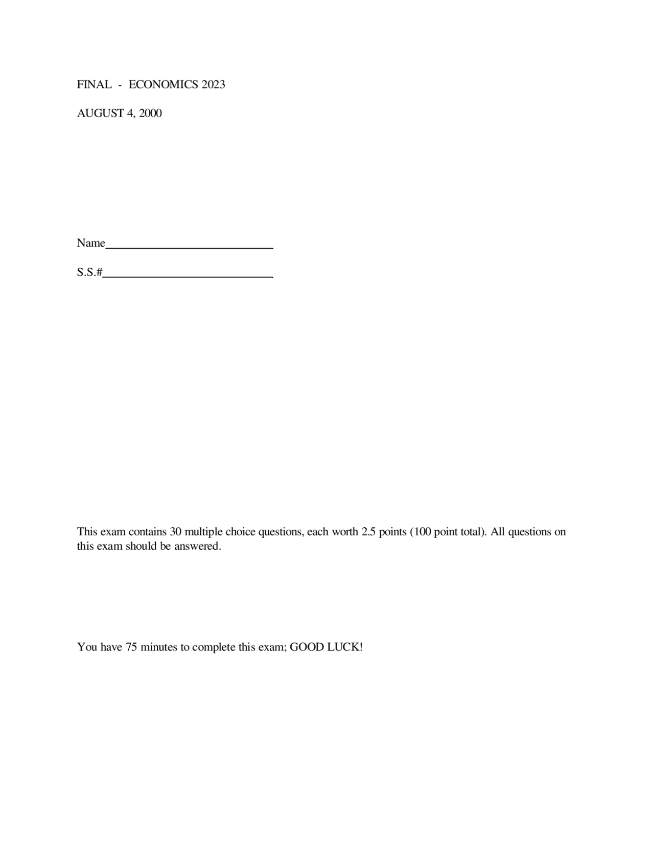 Past Final Exam with Solutions - Principles of Microeconomics | ECO ...