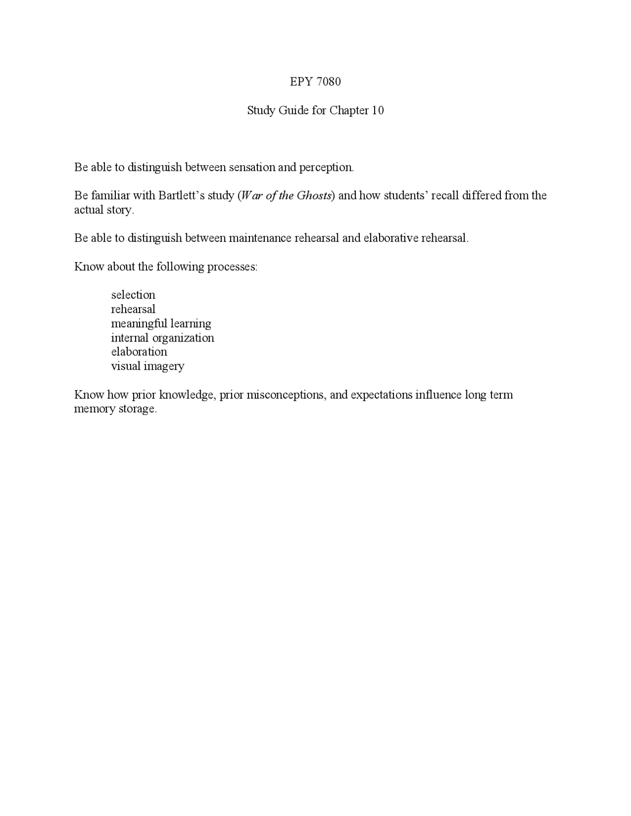 Chapter 10 Study Guide - Psychology of Learning / Learners | EPY 7080 ...