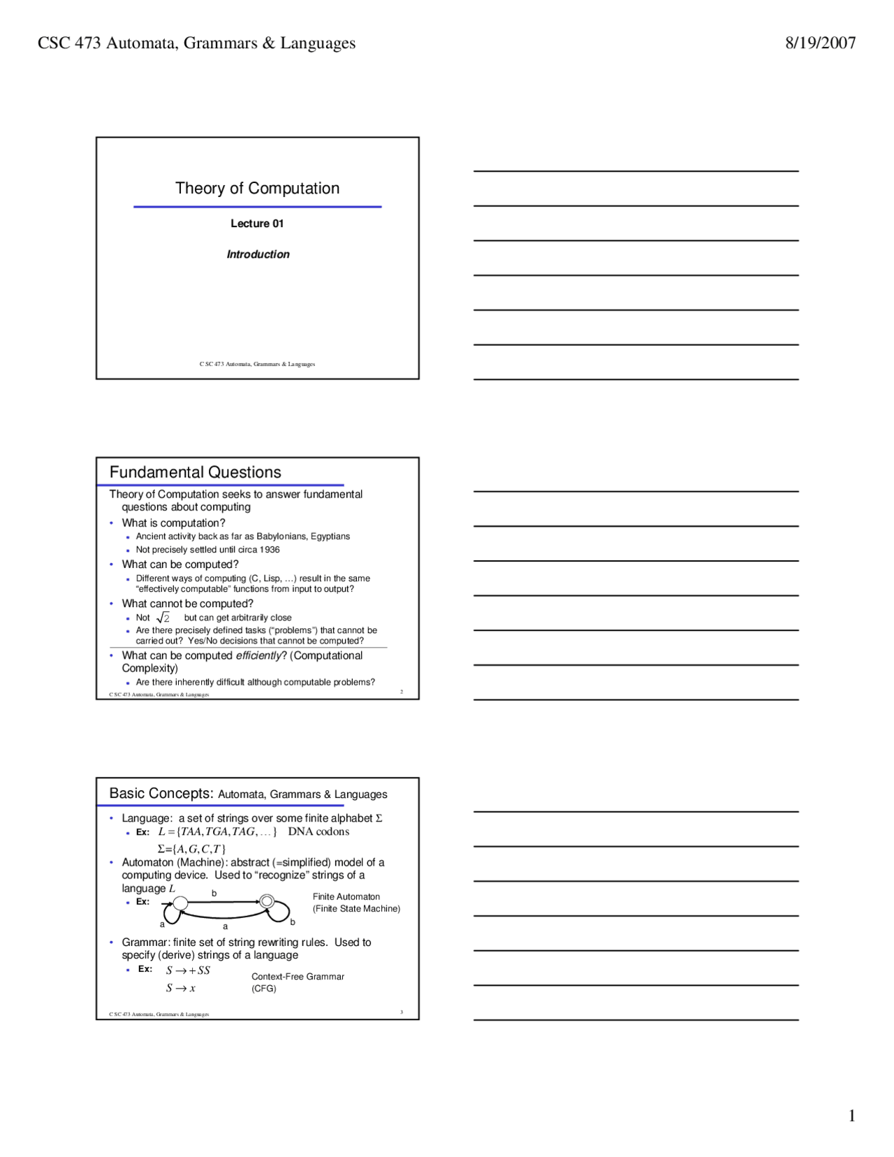 Theory Of Computation Lecture Slides C Sc 473 Docsity Theory Of Computation Lecture Slides C Sc 473 Docsity