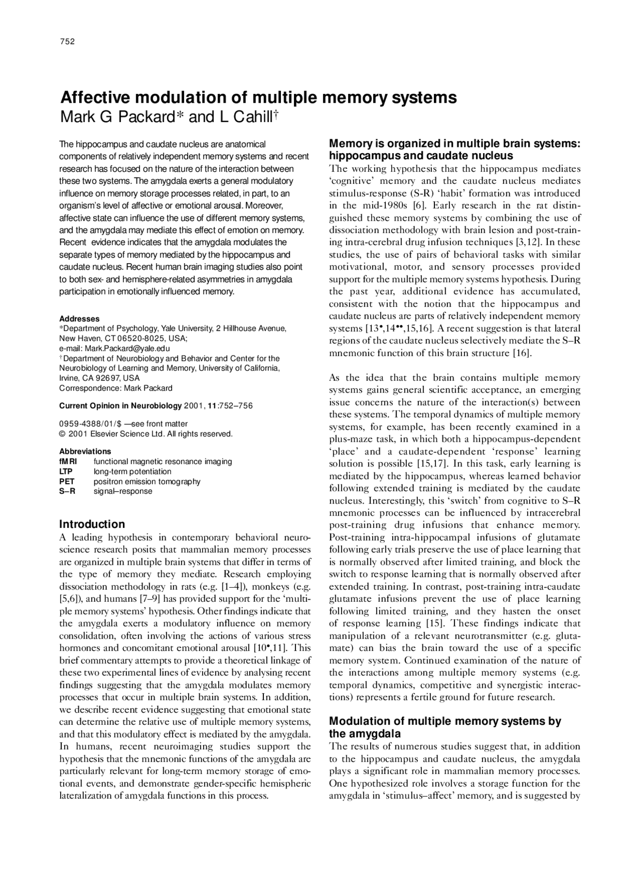 Affective Modulation of Multiple Memory Systems - Exam 24 | PSY 341K ...