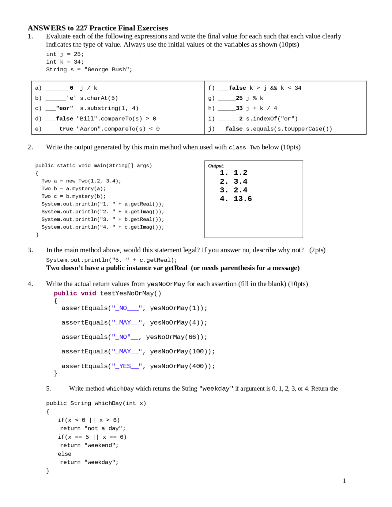 Introduction to Computer Science - Final Exam | C SC 127A - Docsity