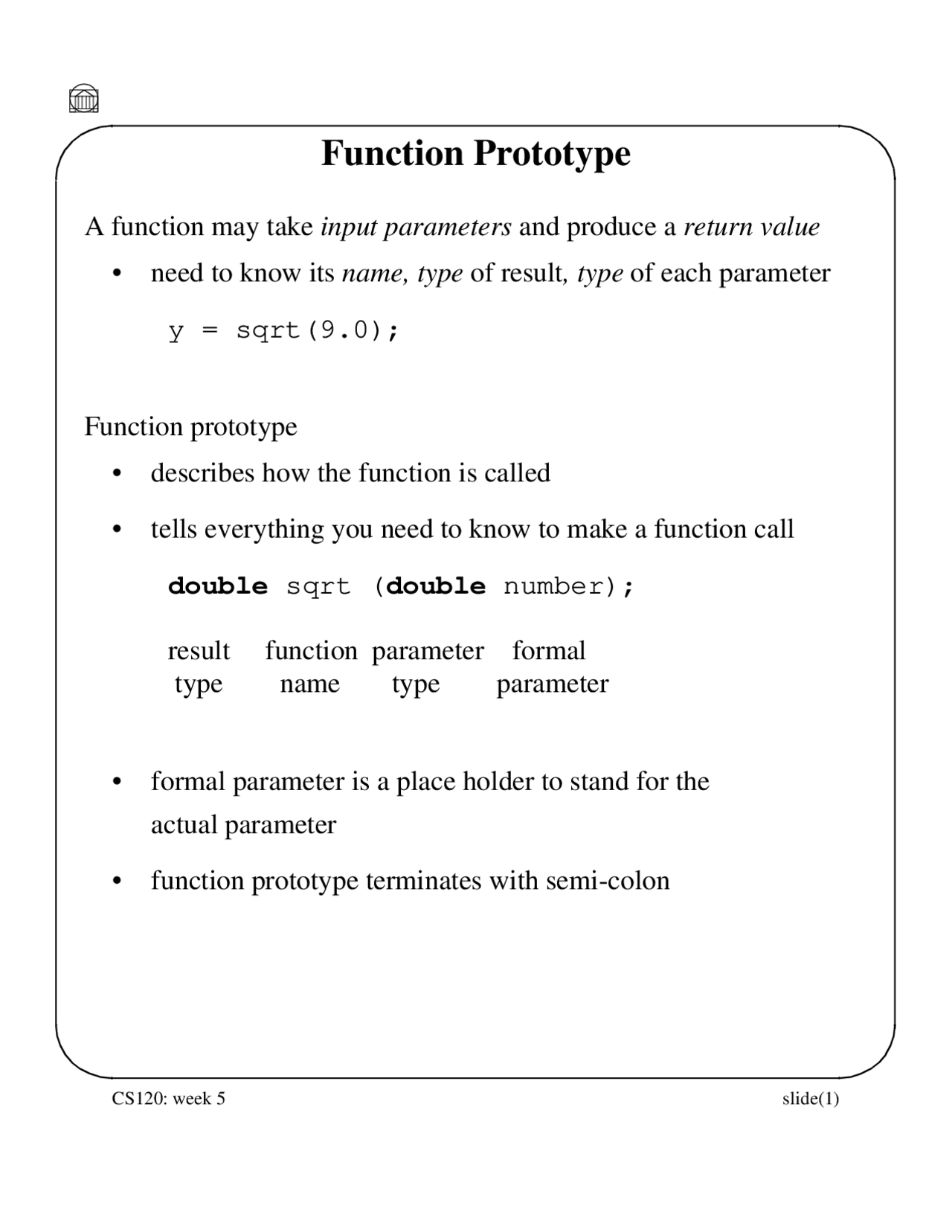 Slides on Function Prototype - Introduction to Information Technology ...