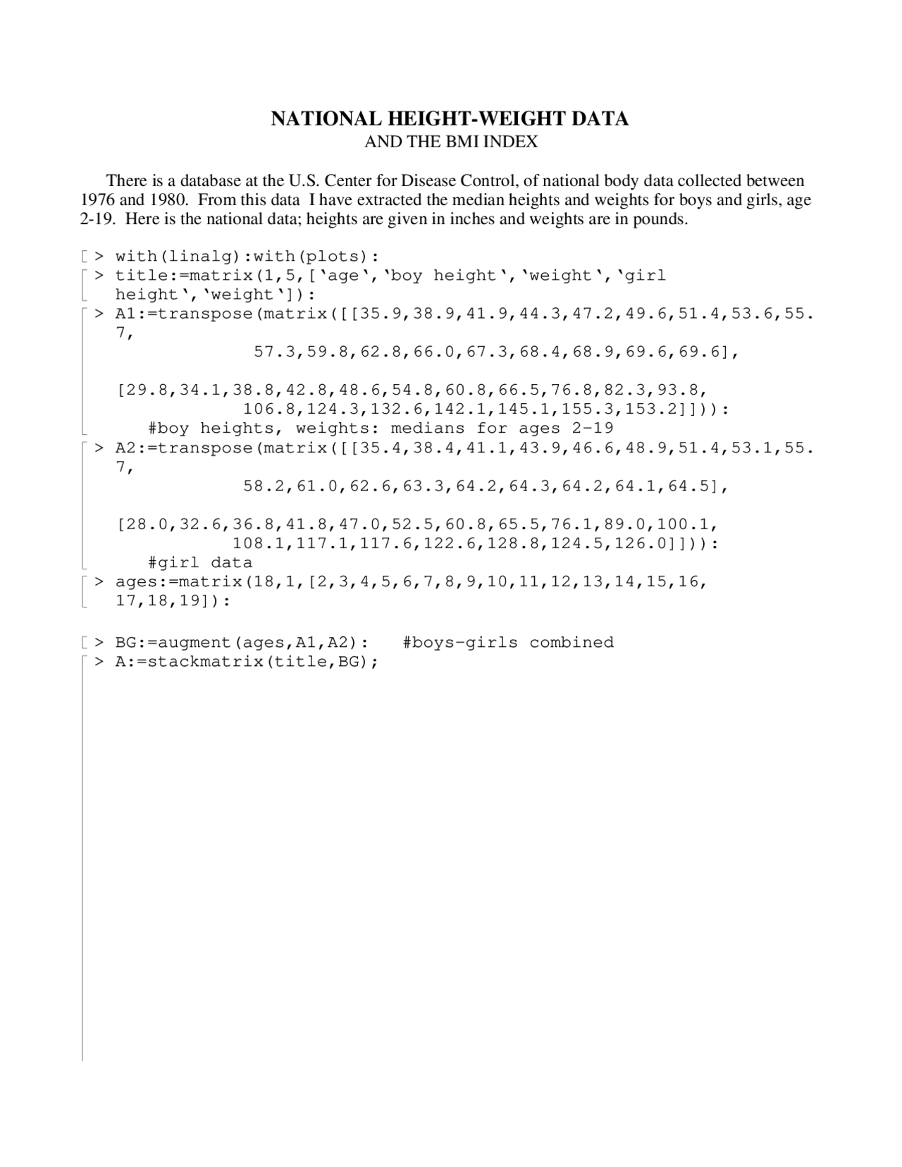 Identification Document Example Weight Height National Height-Weight Data and BMI Index: An Analysis of the Power Law ...