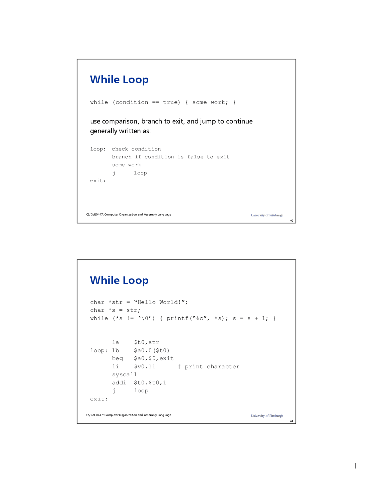 An Introduction to While Loop in the Print Characters | CS 0447 - Docsity