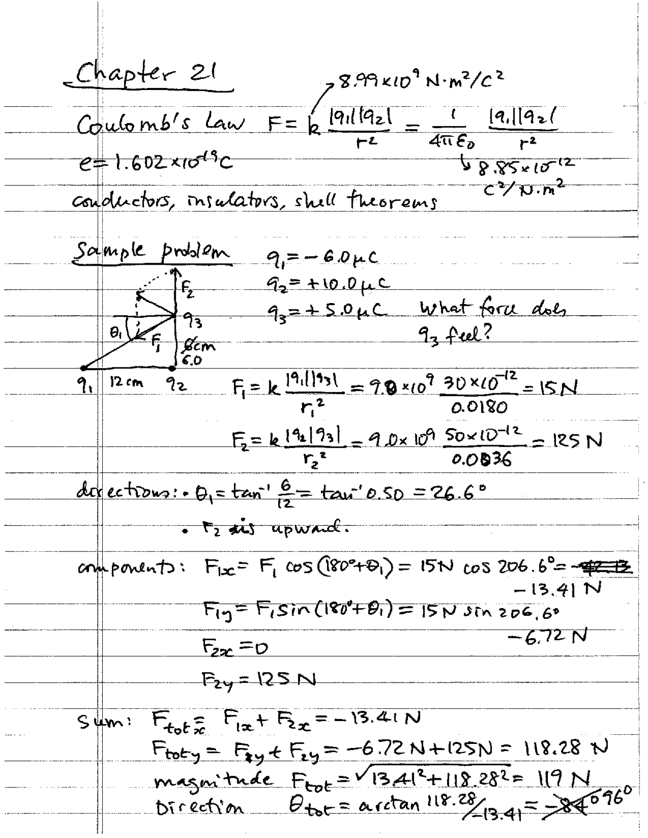 Handwritten Notes On Coulomb S Law Phys 212 Docsity