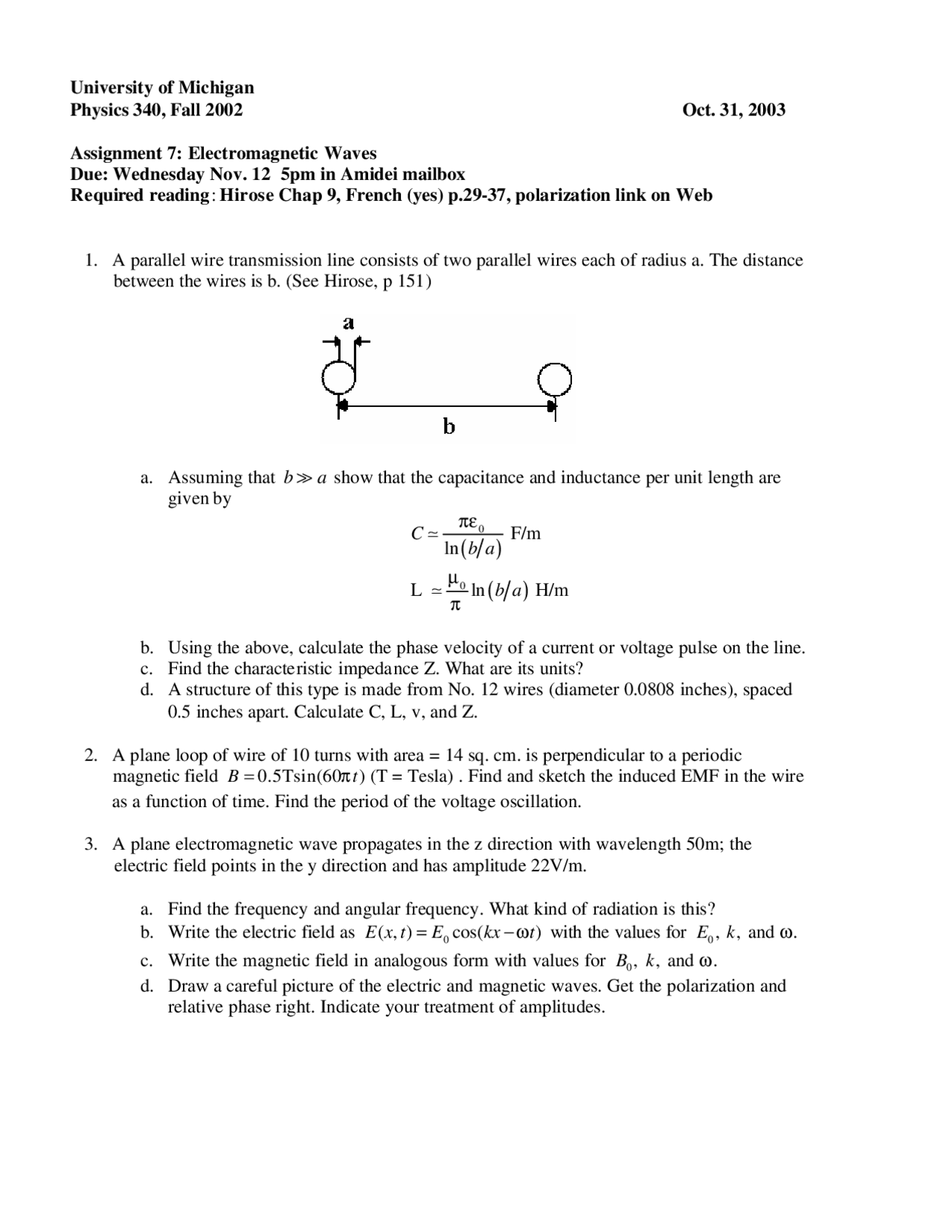 Electromagnetic Wave - Waves Heat Light - Assignment 7 | PHYSICS 340 ...
