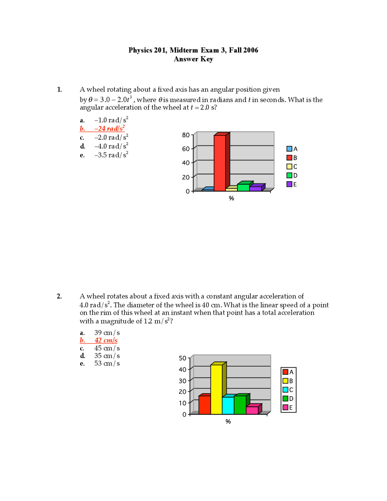 20 Questions on General Physics with Answer key - Midterm Exam ...