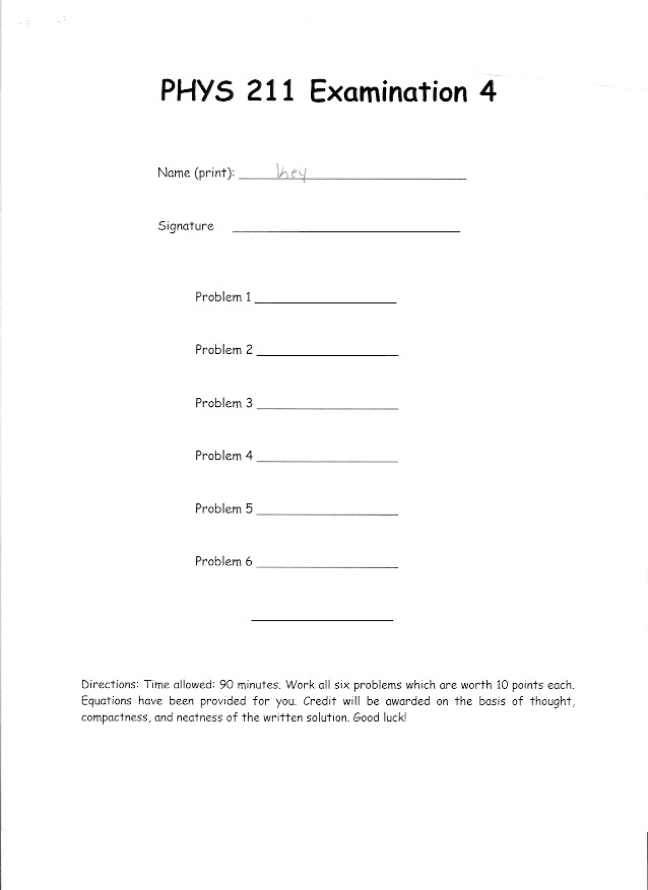 Engineering Physics I - 6 Problems with Solution - Exam 4 | PHYS 211 ...