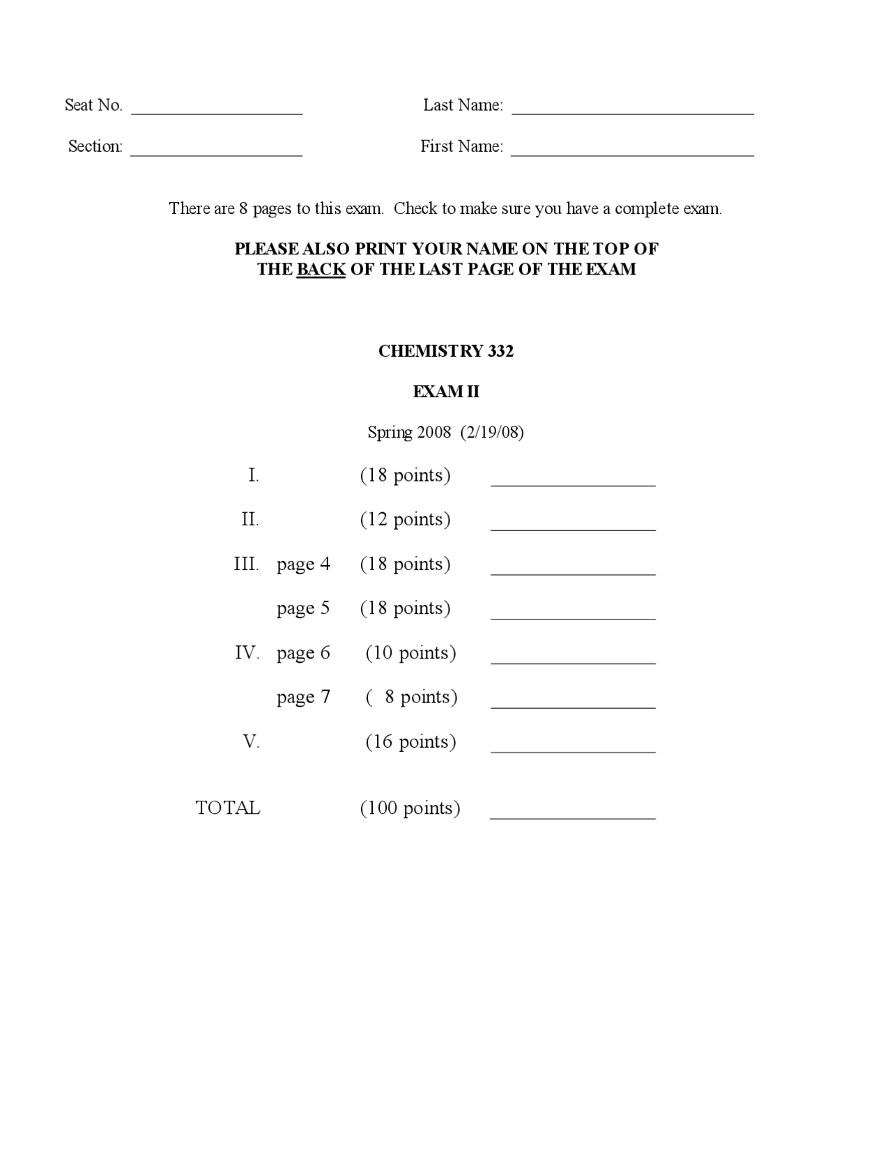 Exam 2 Questions | Organic Chemistry II | CHEM 332 - Docsity