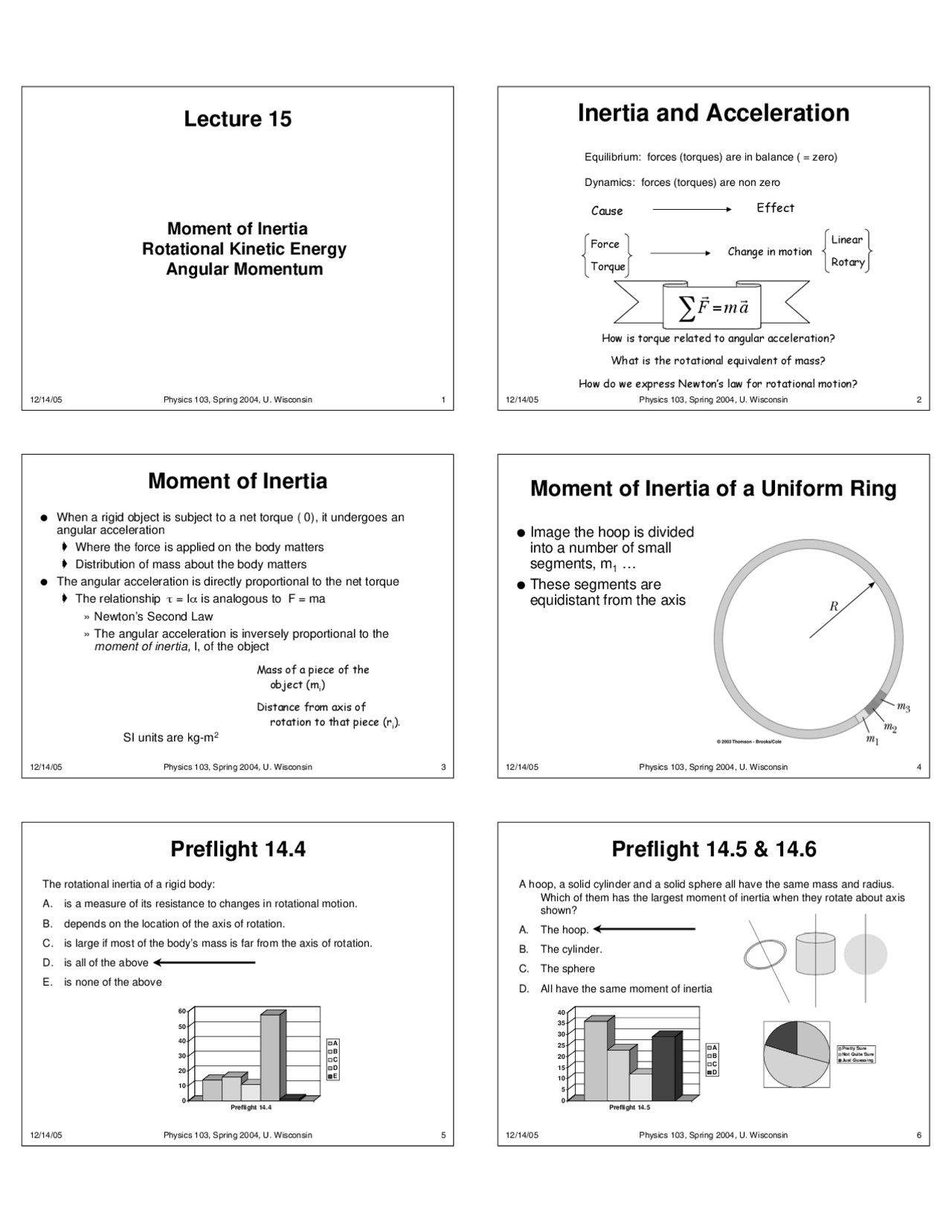 Moment of Inertia, Angular Momentum - Lecture Slides | PHYSICS 103 ...