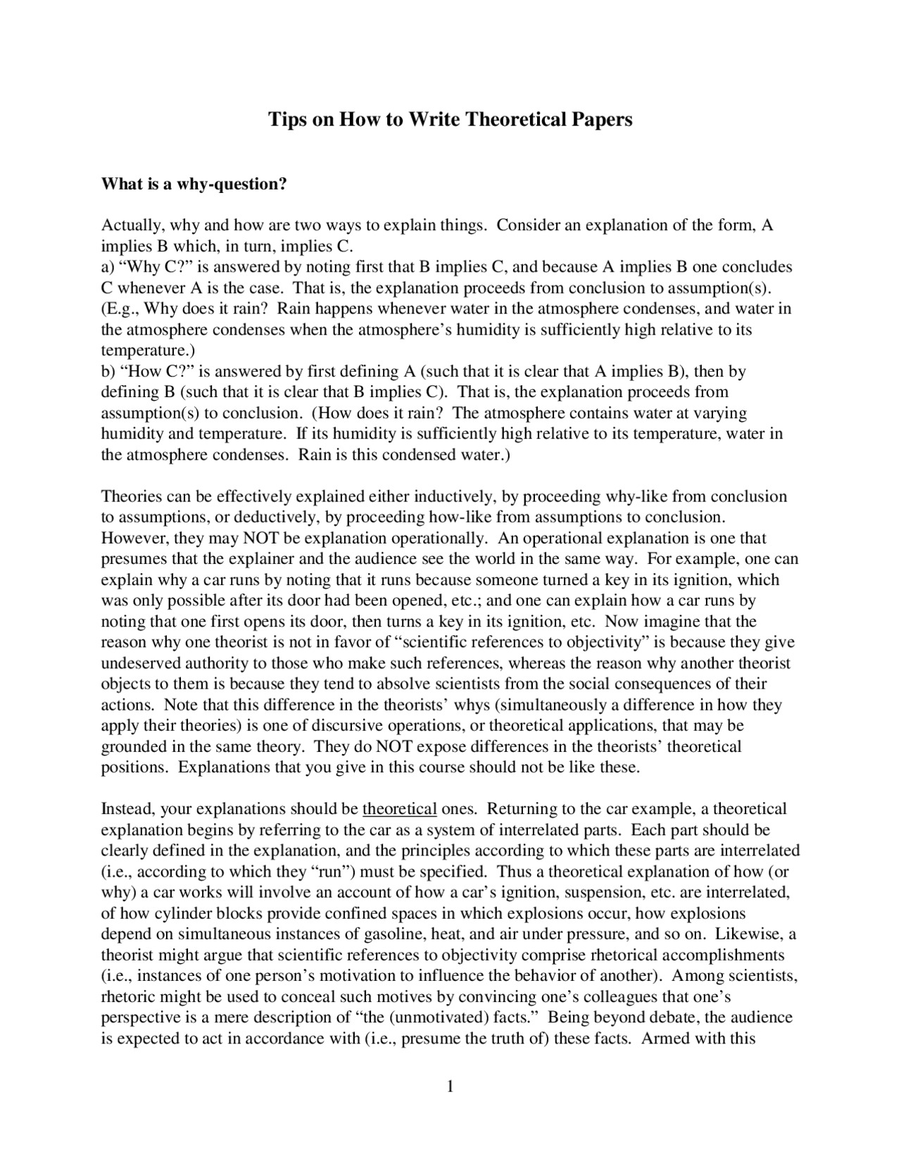 Tips on How to Write Theoretical Papers | SOC 401 - Docsity