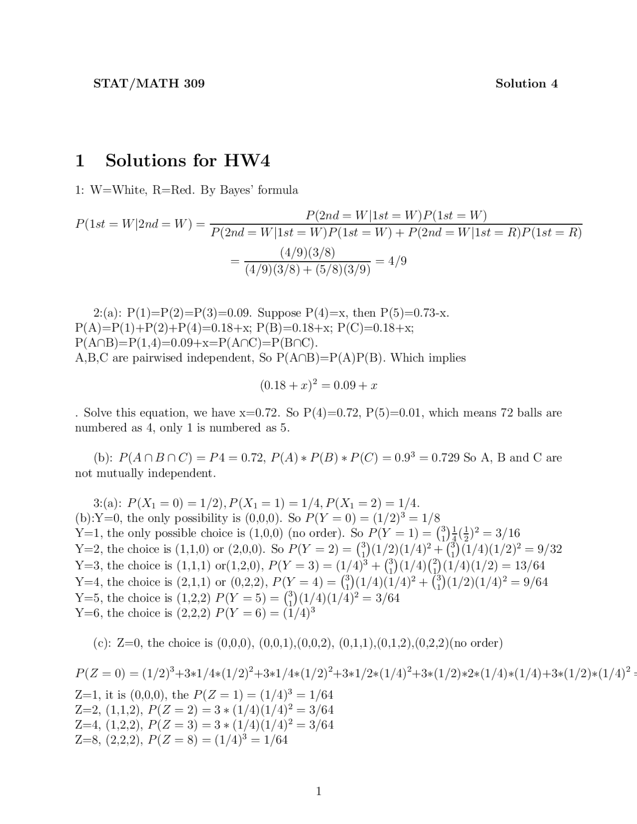 Solutions for Homework 4 - Introduction to Mathematical Statistics ...