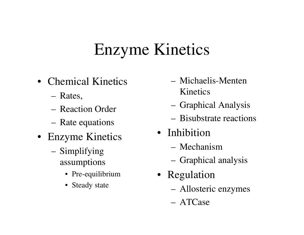 Enzyme Lecture Notes Biochemistry I Chem 471 Docsity