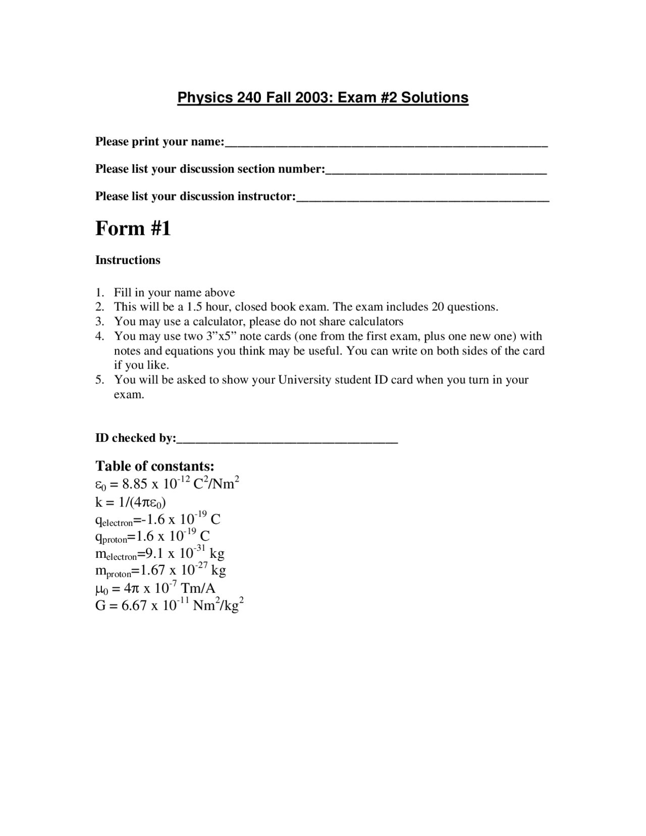 General Physics II - Examination 2 Questions with Solutions | PHYSICS ...
