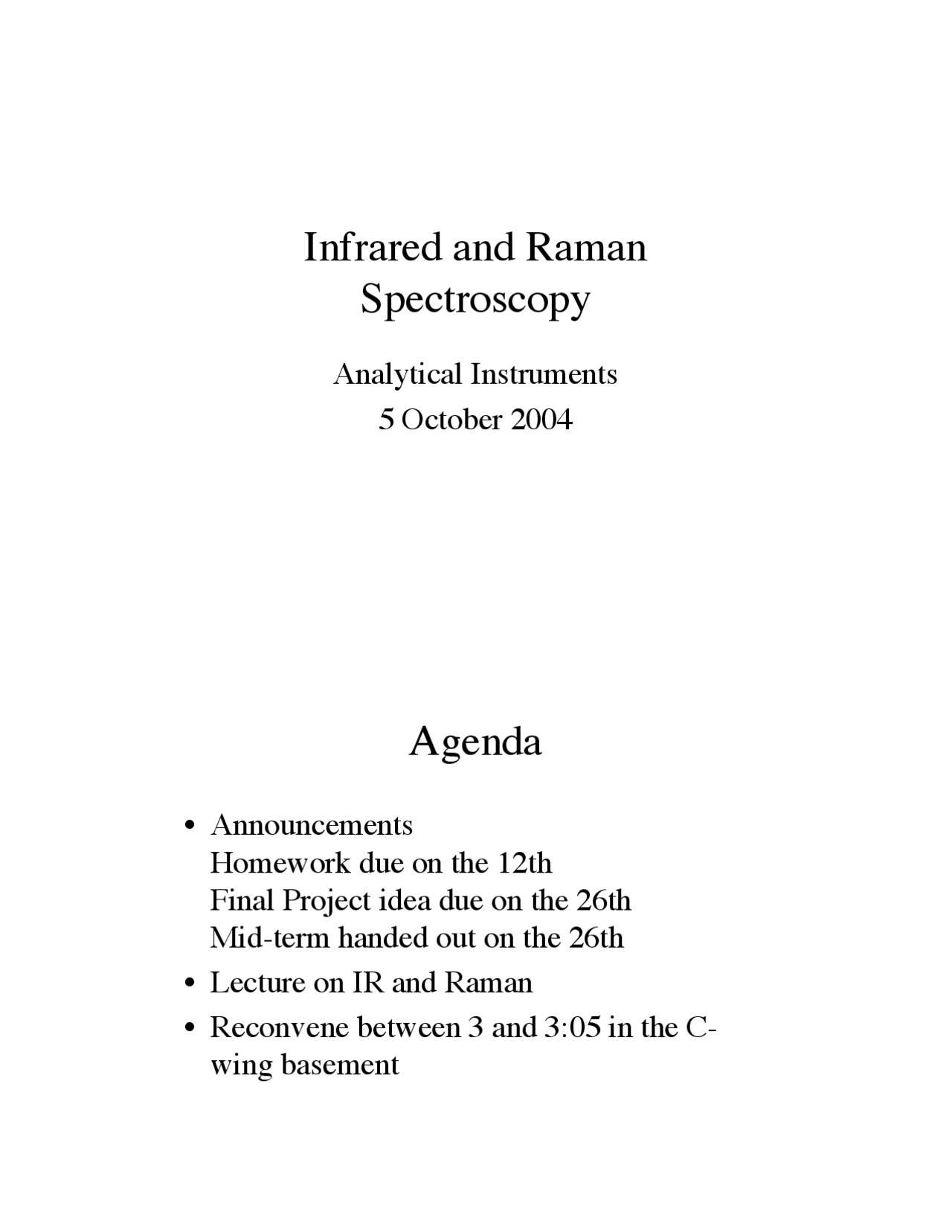 Infrared and Raman Spectroscopy - Lecture Slides | GLG 490 - Docsity