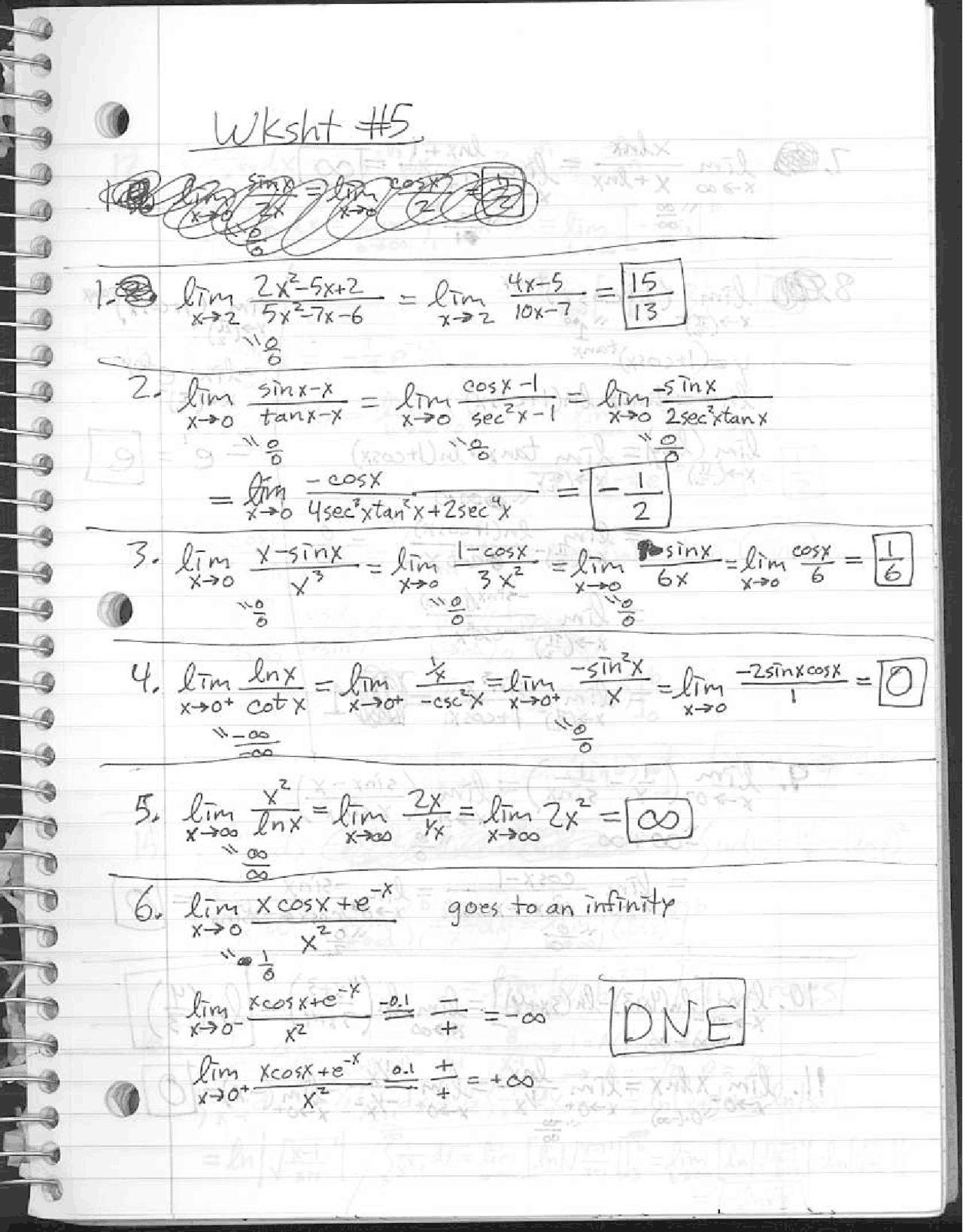 Solutions to Worksheet 5 for Calculus I | MATH 166 - Docsity