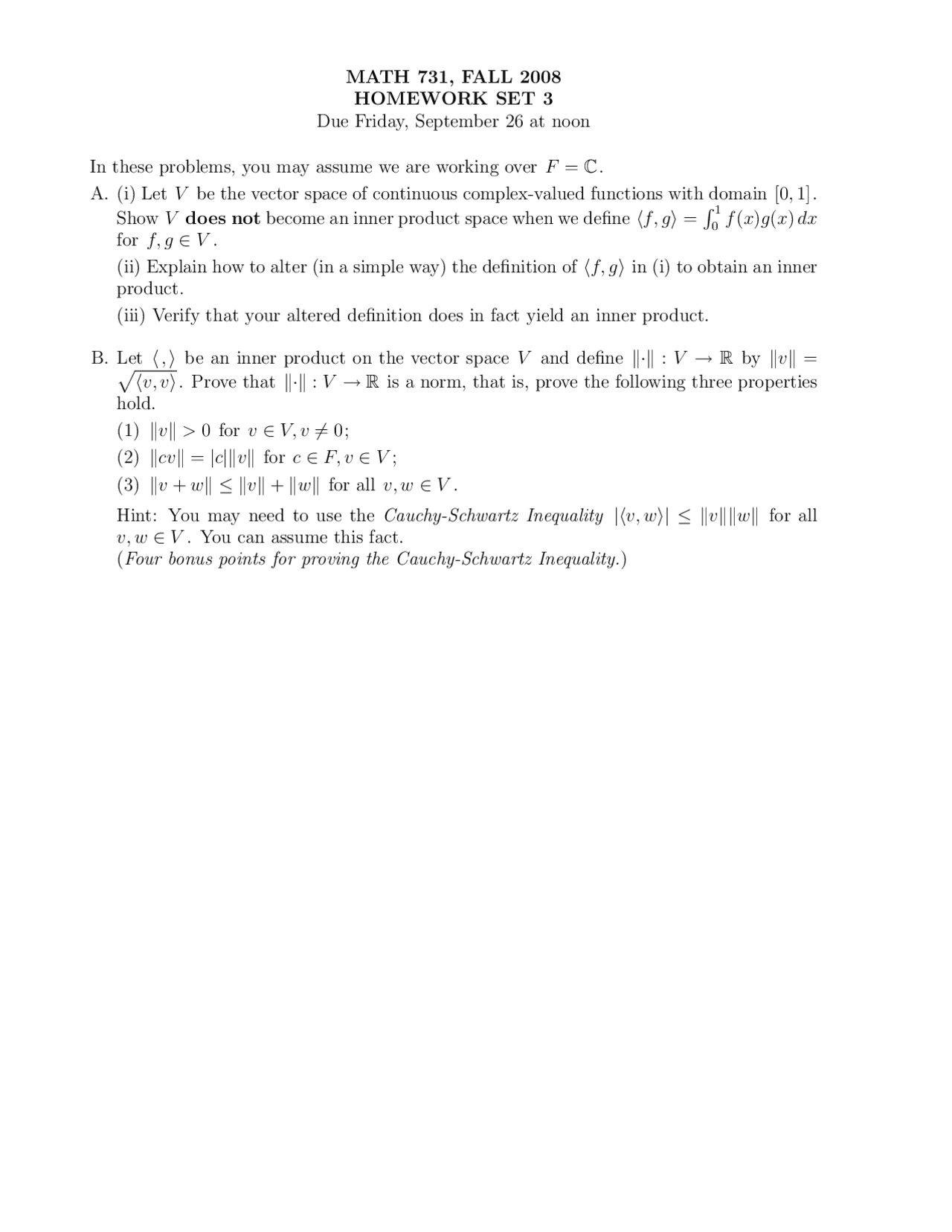 Assignment 3 Unsolved Problems - Abstract Algebra | MATH 731 - Docsity