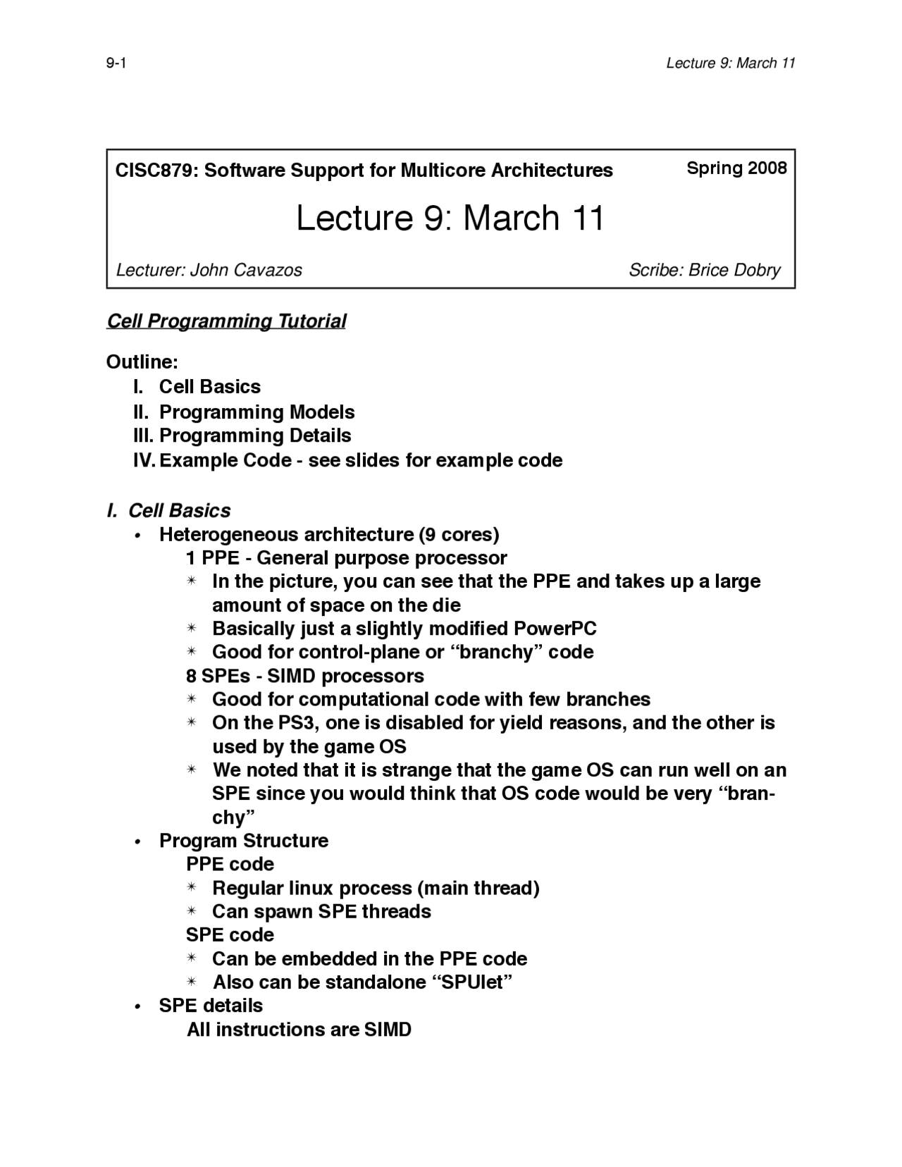 Program Cell Cell Programming Tutorial - Lecture Notes | CISC 879 - Docsity