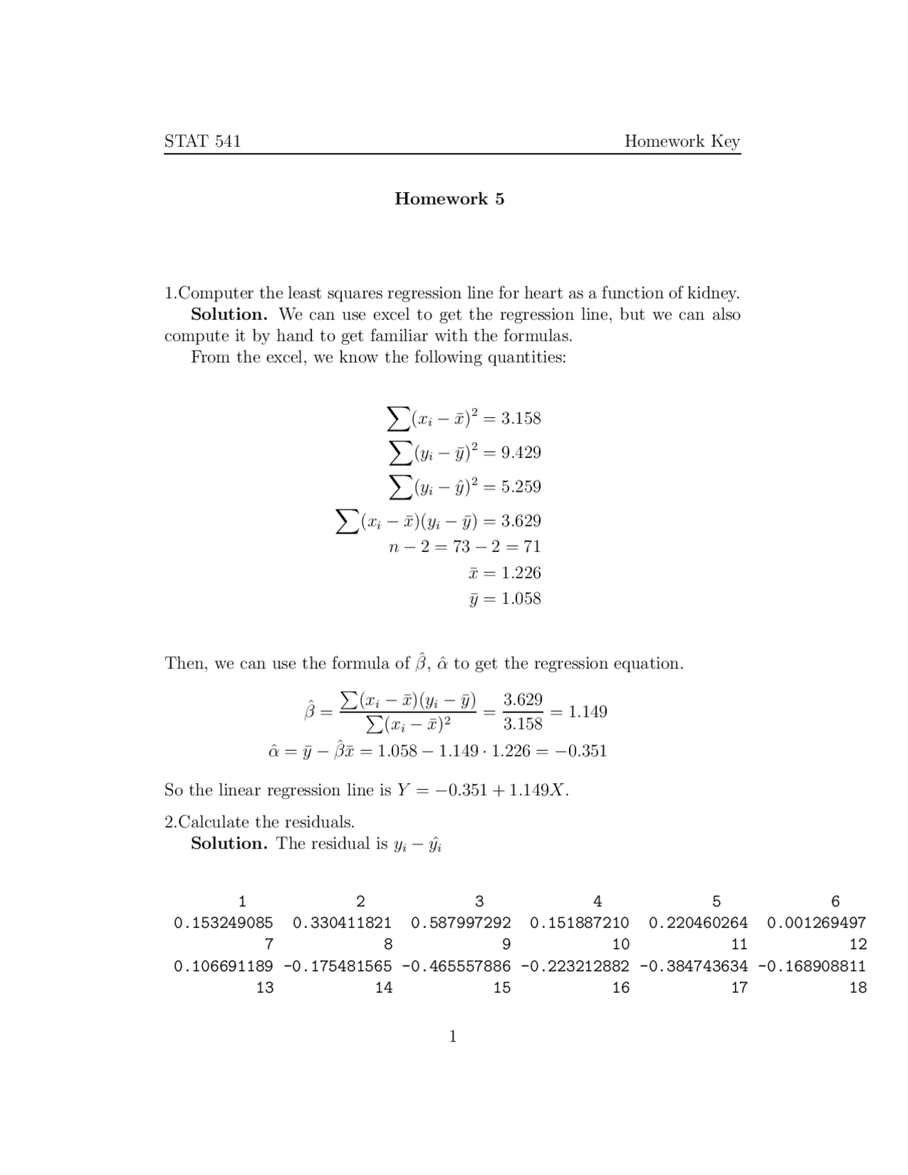 Introduction to Biostatistics - Homework 5 with Solutions | STAT 541 ...
