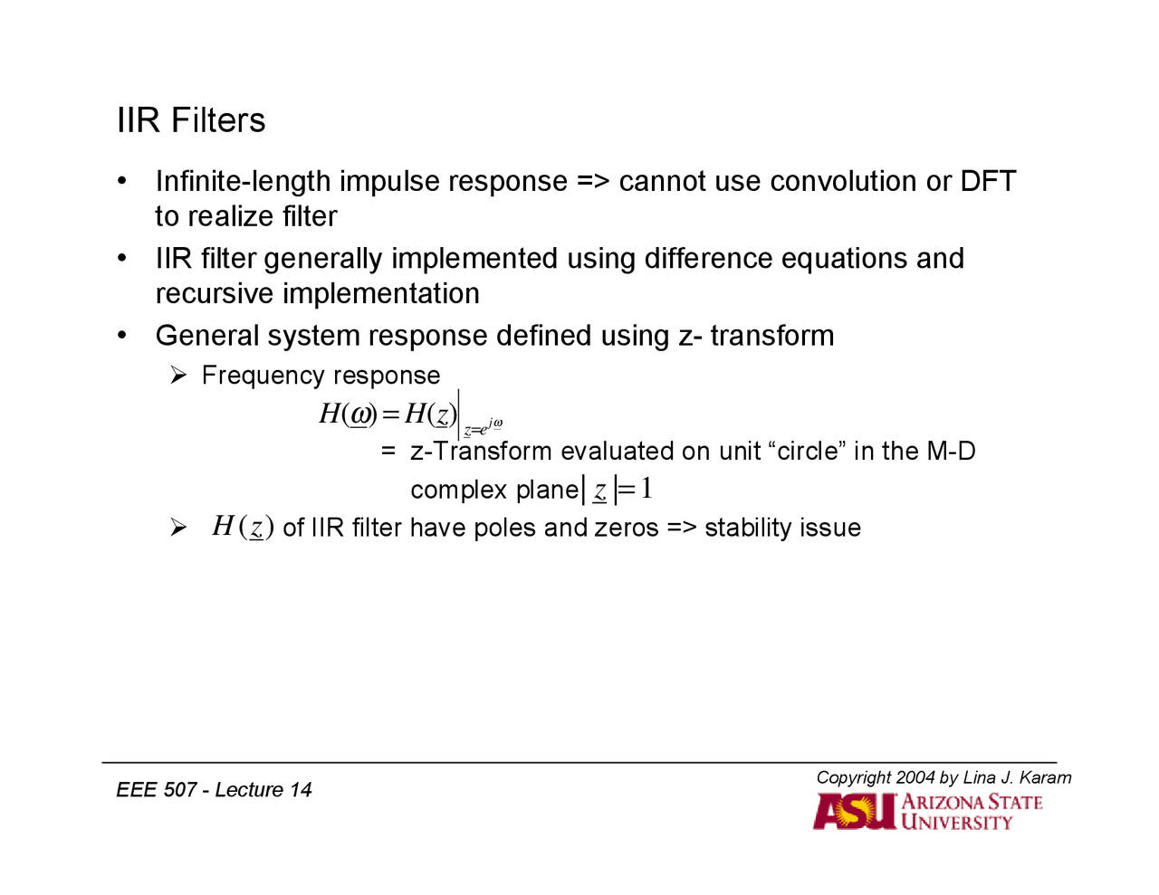 IIR Filters: Implementation and Recursive Computability - Prof. Lina ...