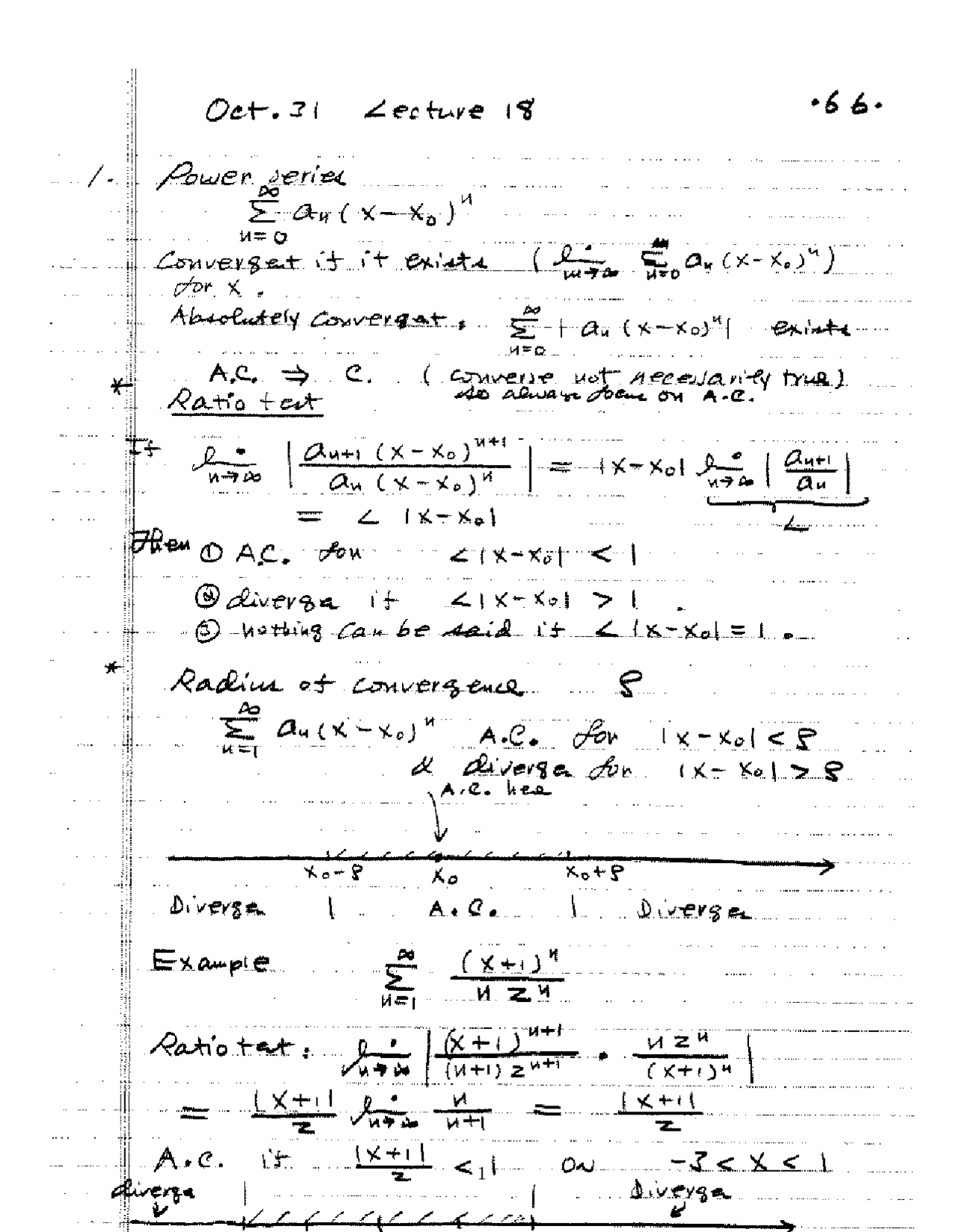 Power Series Handwritten Notes on Elementary Differential Equations