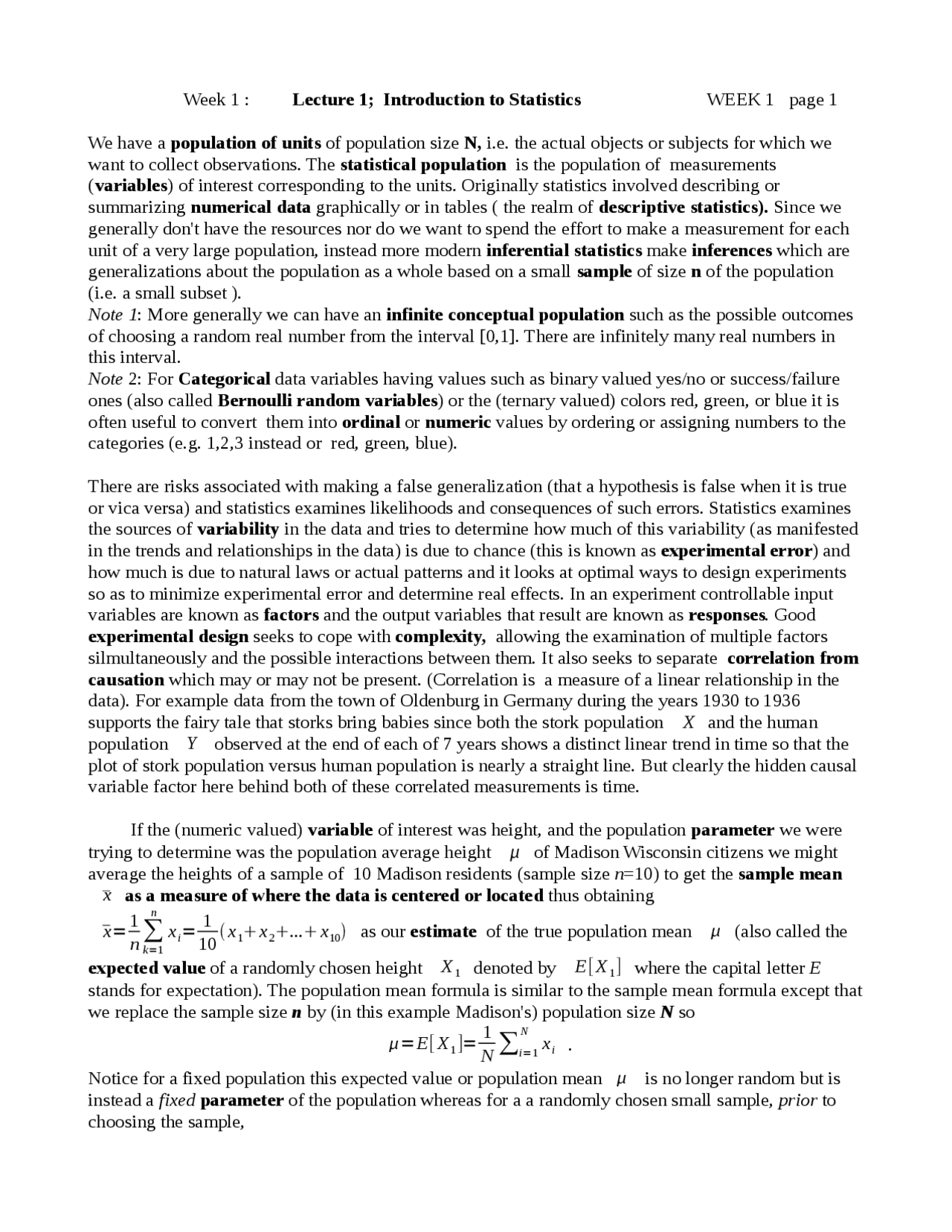 Introduction to Statistics - Lecture Notes | STAT 224 - Docsity