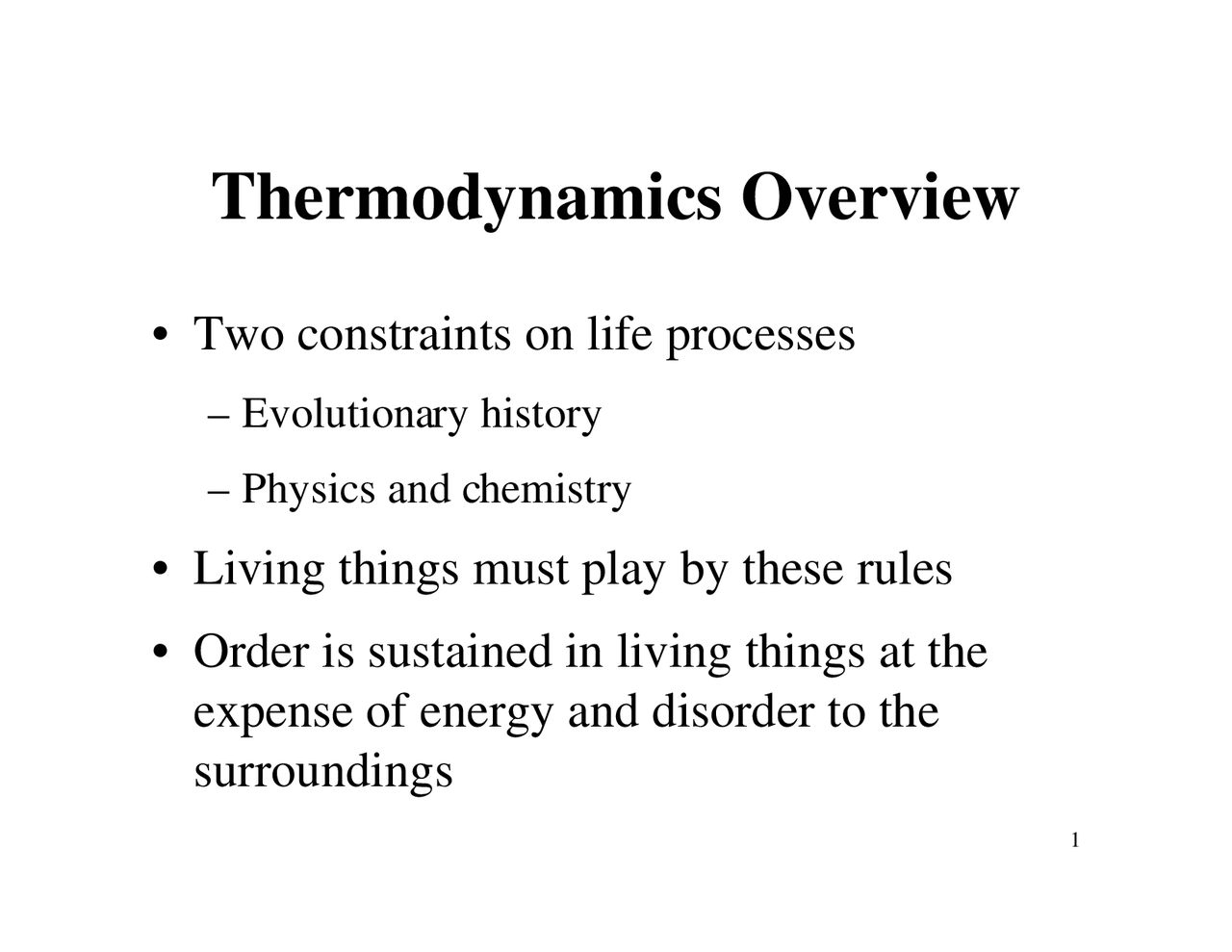 Notes on Thermodynamics Overview - Biochemistry I | Chem 471 - Docsity