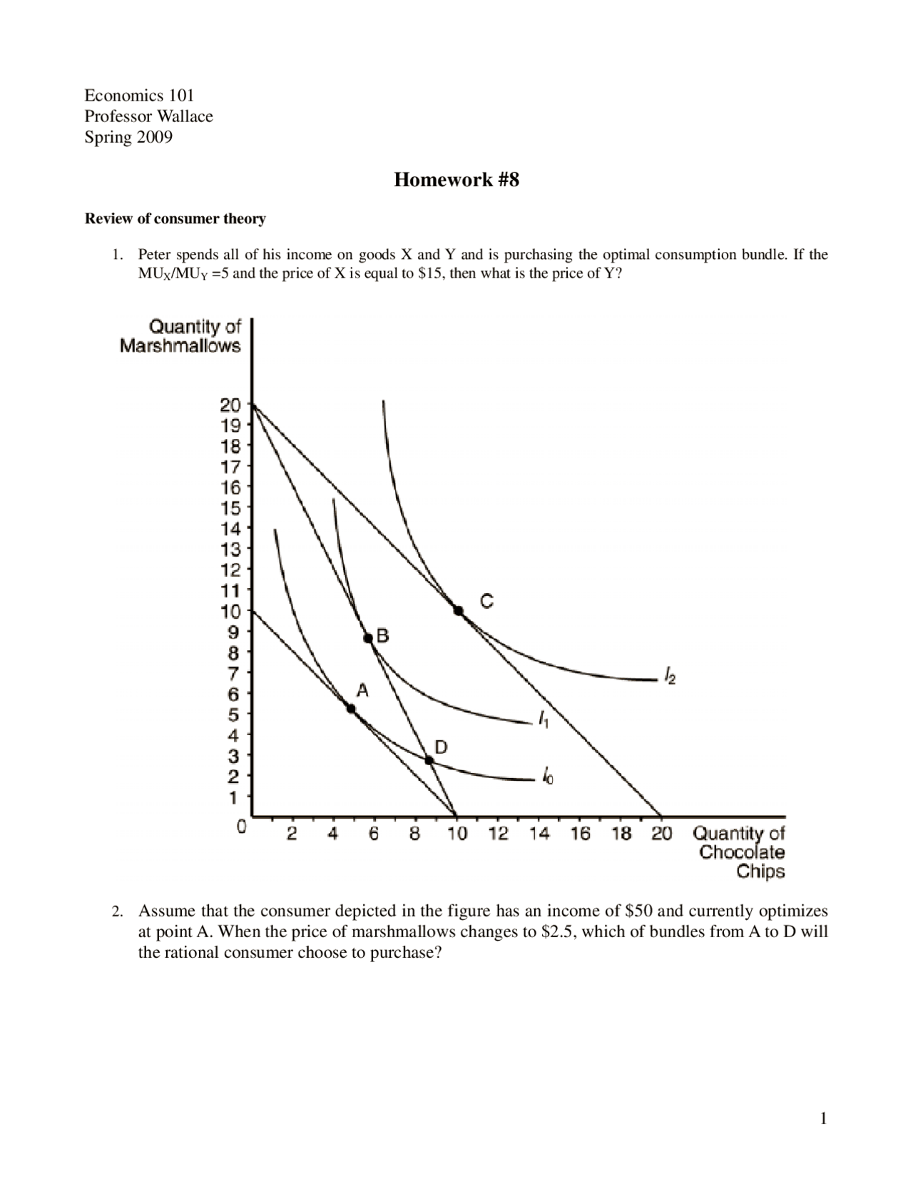 Homework 8 - Principles of Microeconomics | ECON 101 - Docsity