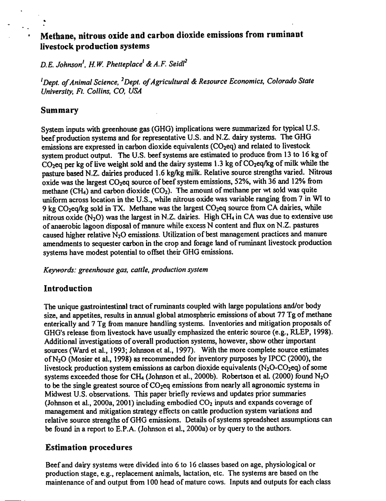 Methane, Nitrous Oxide and Carbon Dioxide Emissions from Ruminant ...