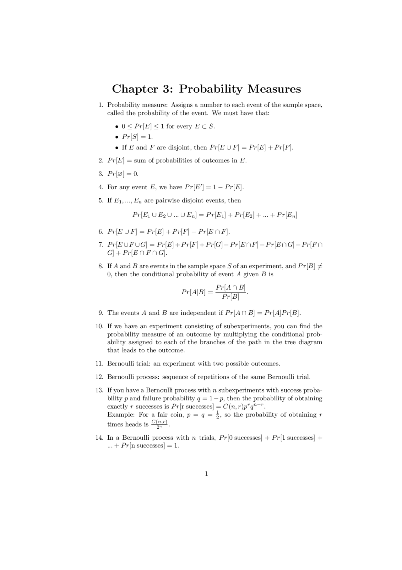 Finite Math Probability Examples Notes on Probability Measures - Finite Mathematics | MATH 210 - Docsity