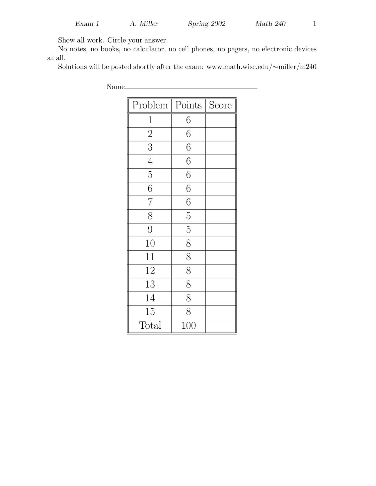 Introduction to Discrete Mathematics - 15 Problems Exam 1 | MATH 240 ...