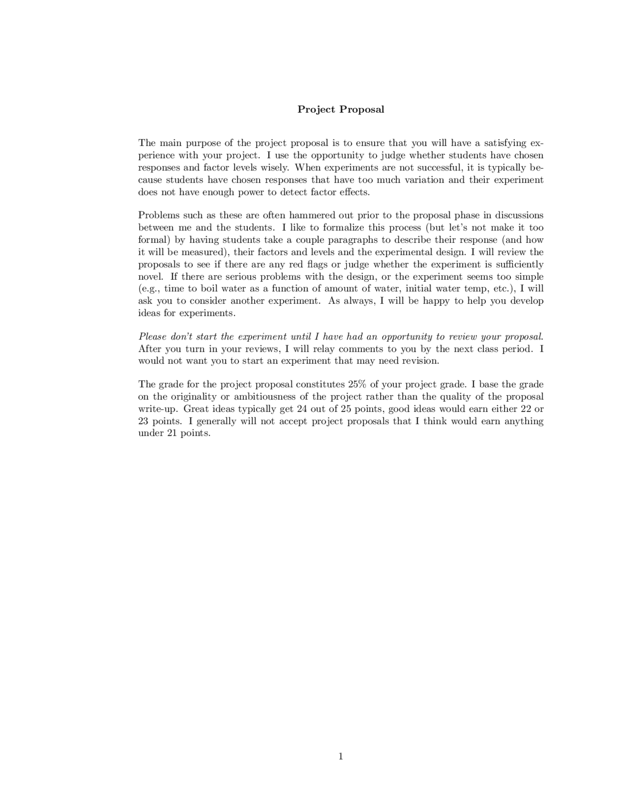 Project Proposal - Introduction to Experimental design | STAT 506 - Docsity