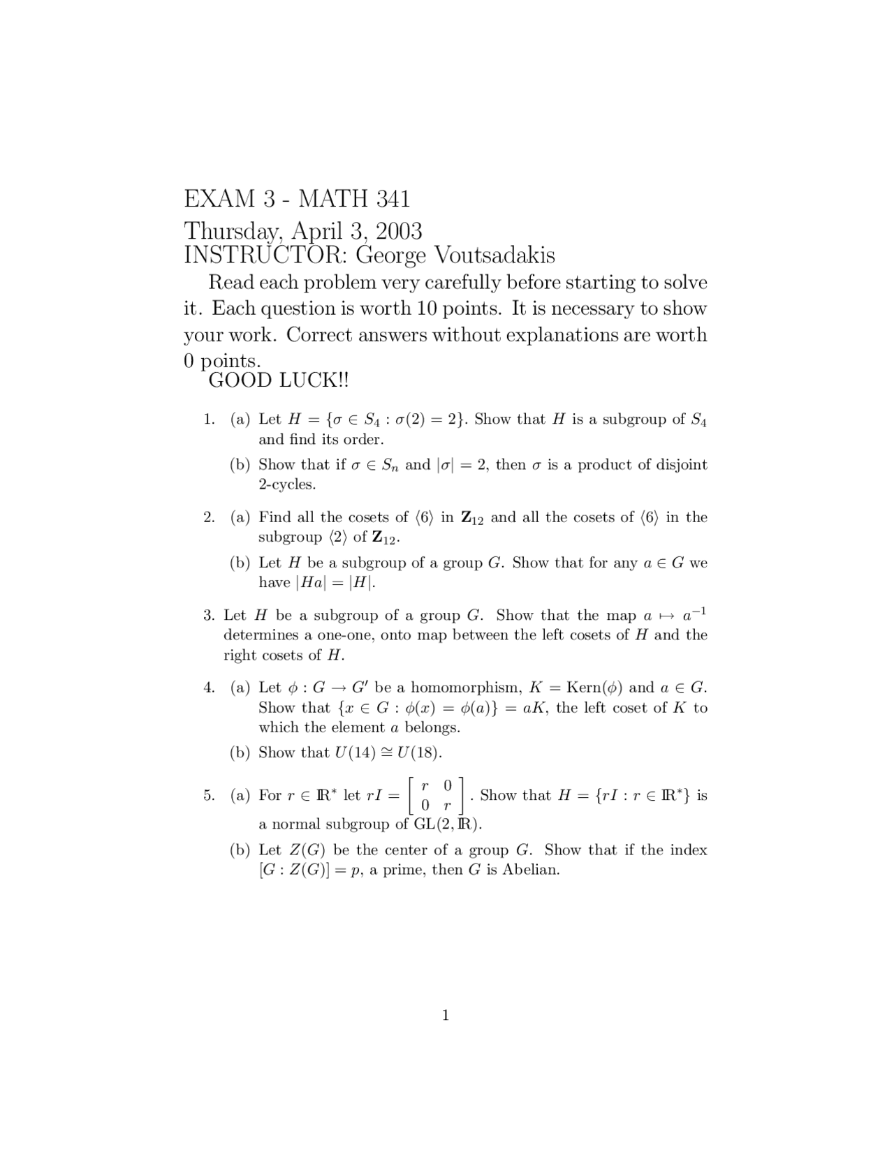 Exam 3 with 5 Questions – Introduction to Theory of Probability and ...