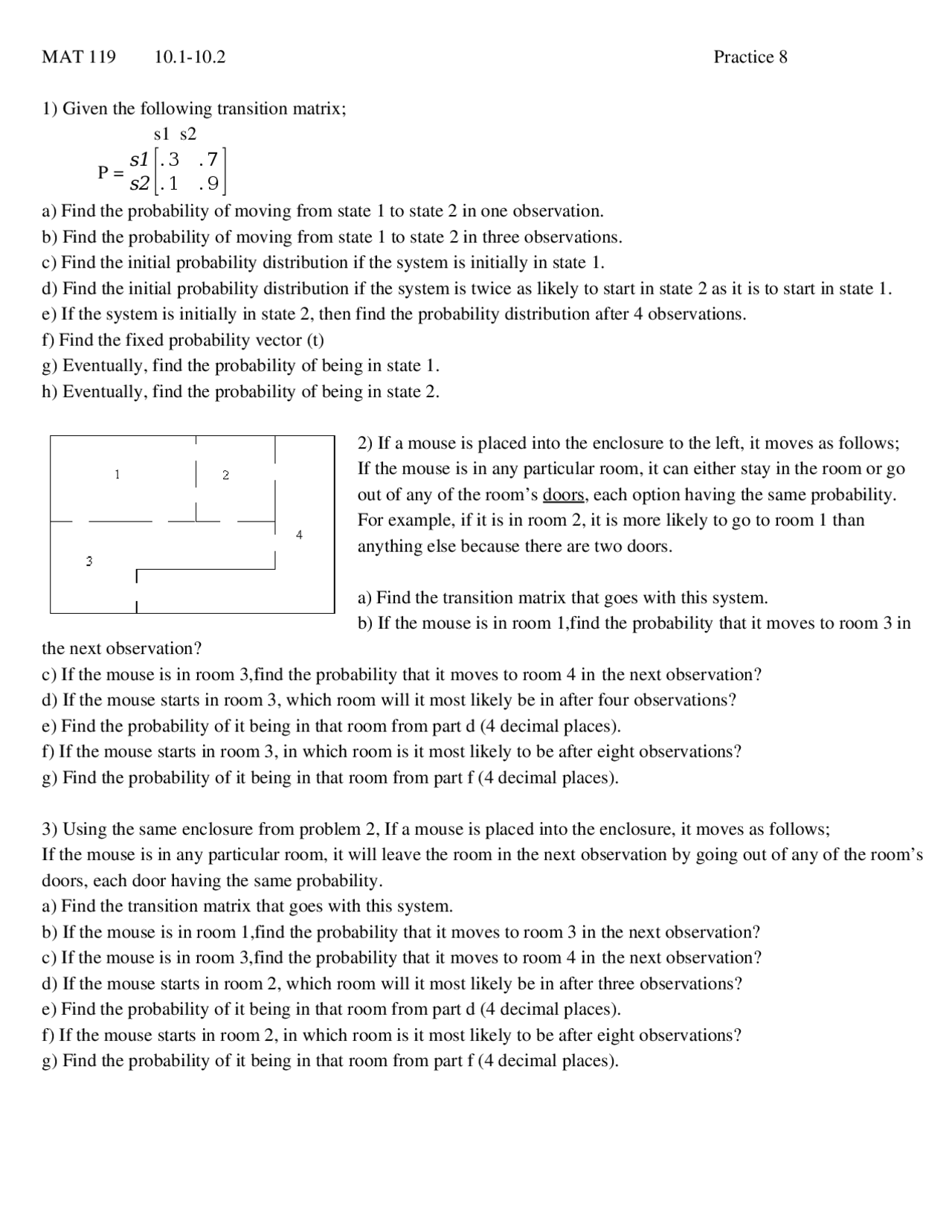 Practice Exam 8 Questions - Finite Mathematics | MAT 119 - Docsity
