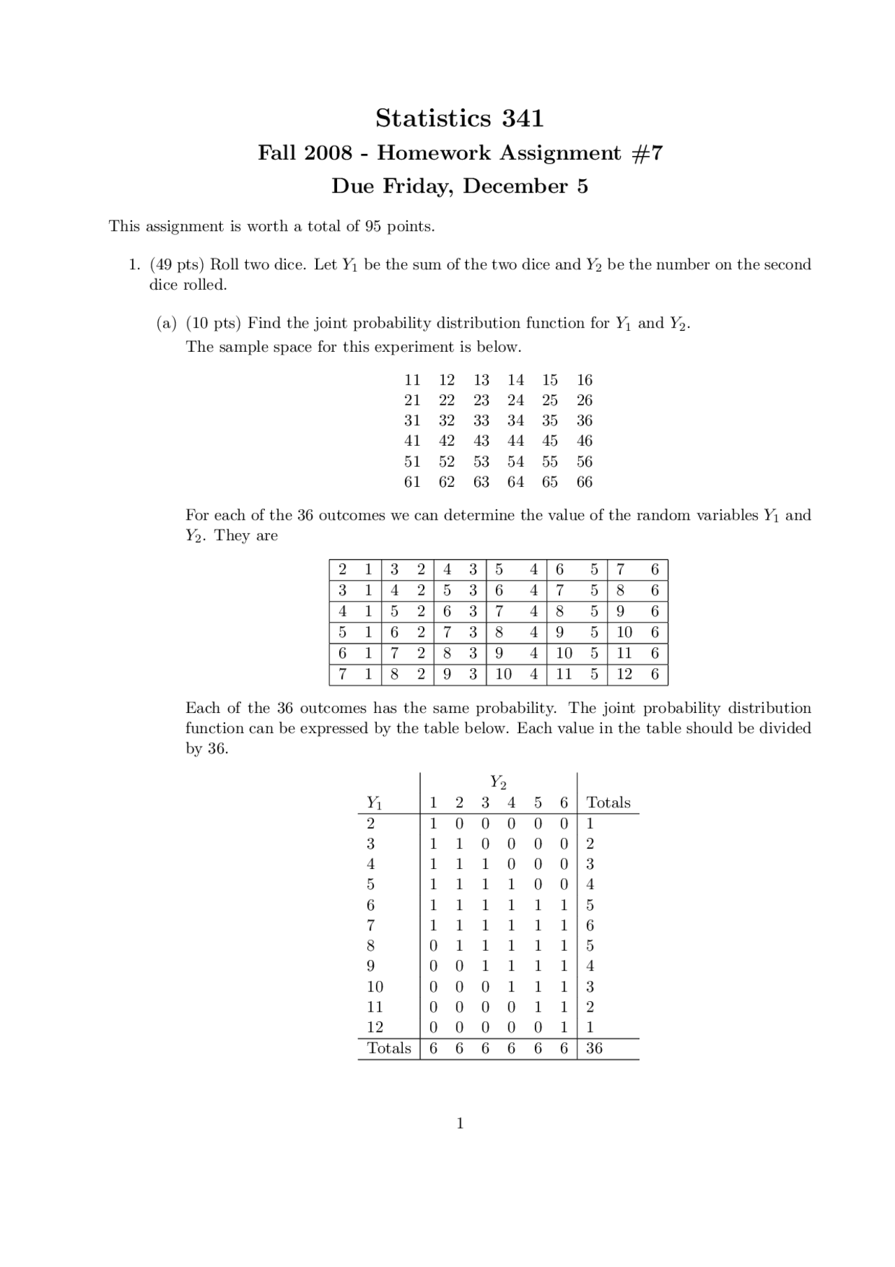 2 Solved Problems on Probability Distribution Functions - Homework 7 ...