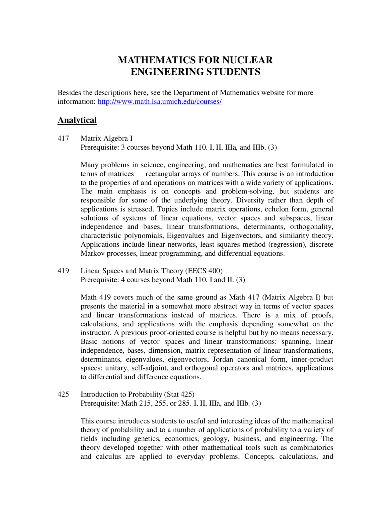 Mathematics for Nuclear Engineering Students | MATH 110 - Docsity