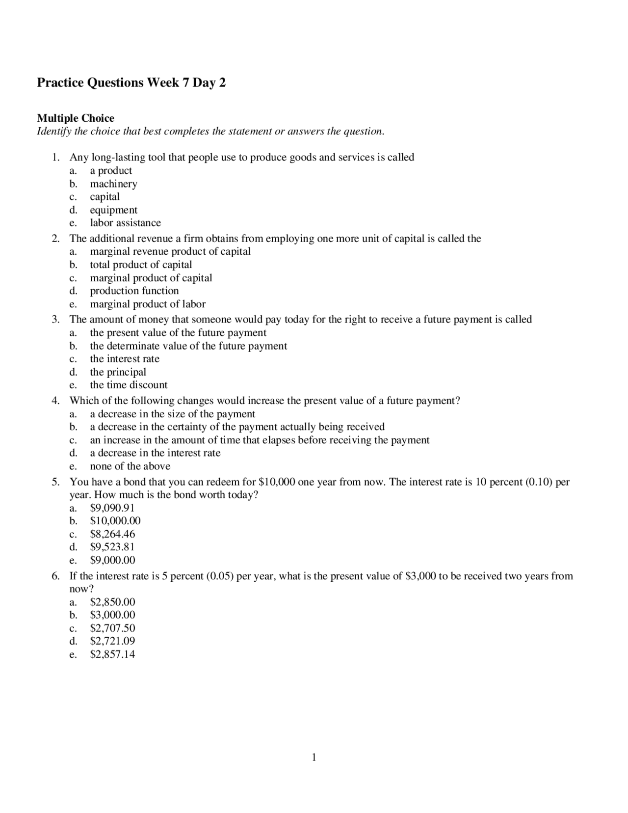 Practice Questions on Principles of Microeconomics with Answers | ECON ...
