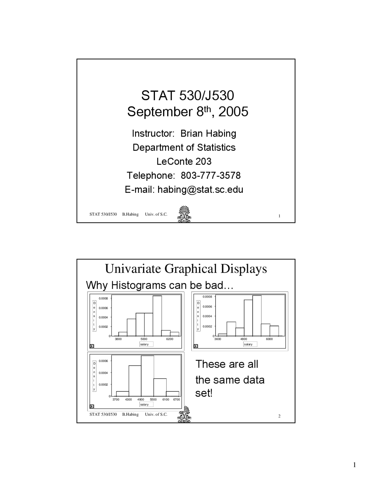 Univariate Graphical Displays Why Histograms Lecture Slides Stat Univariate Graphical Displays Why Histograms Lecture Slides Stat