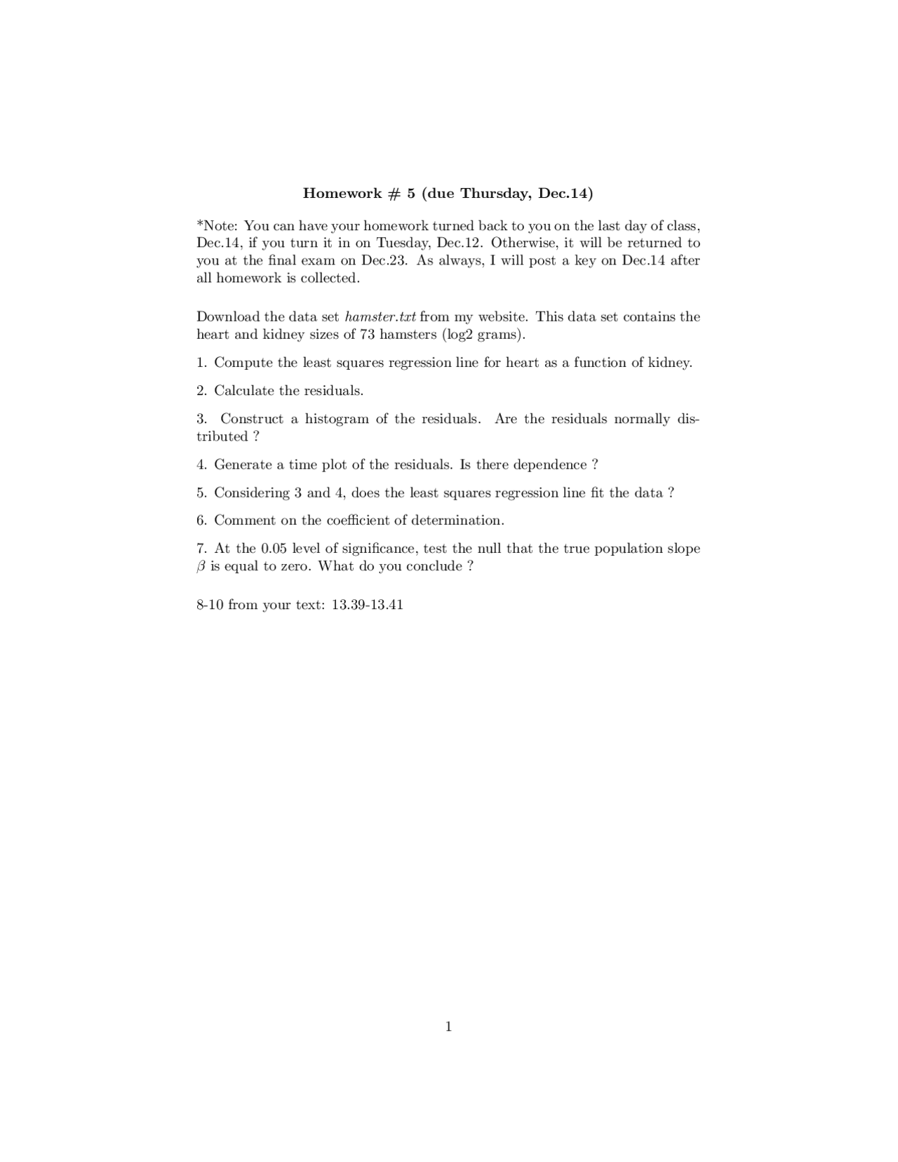 Assignment 5 Questions for Introduction to Biostatistics | STAT 541 ...