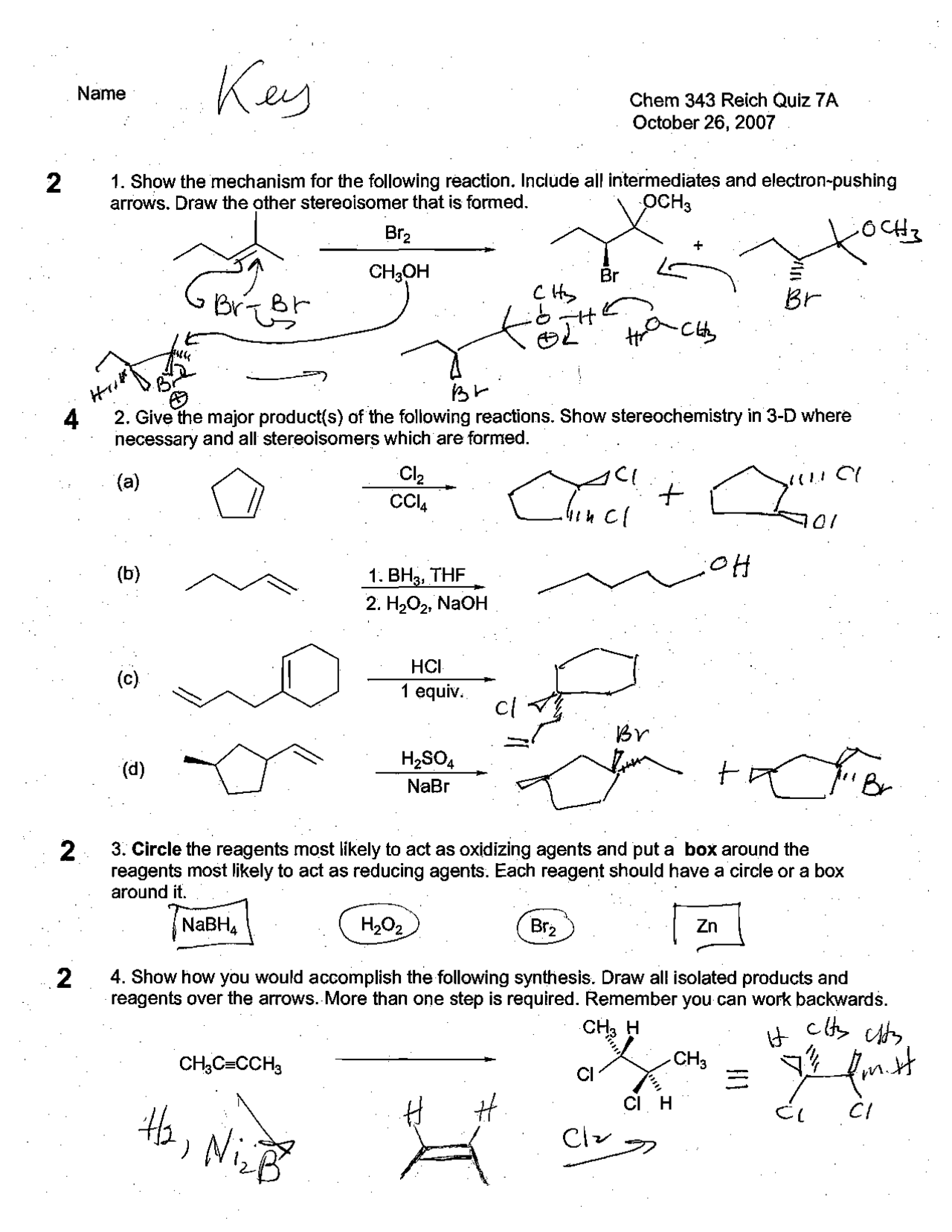 4 Solved Problems in Quiz 7 - Introductory Organic Chemistry | CHEM 343 ...