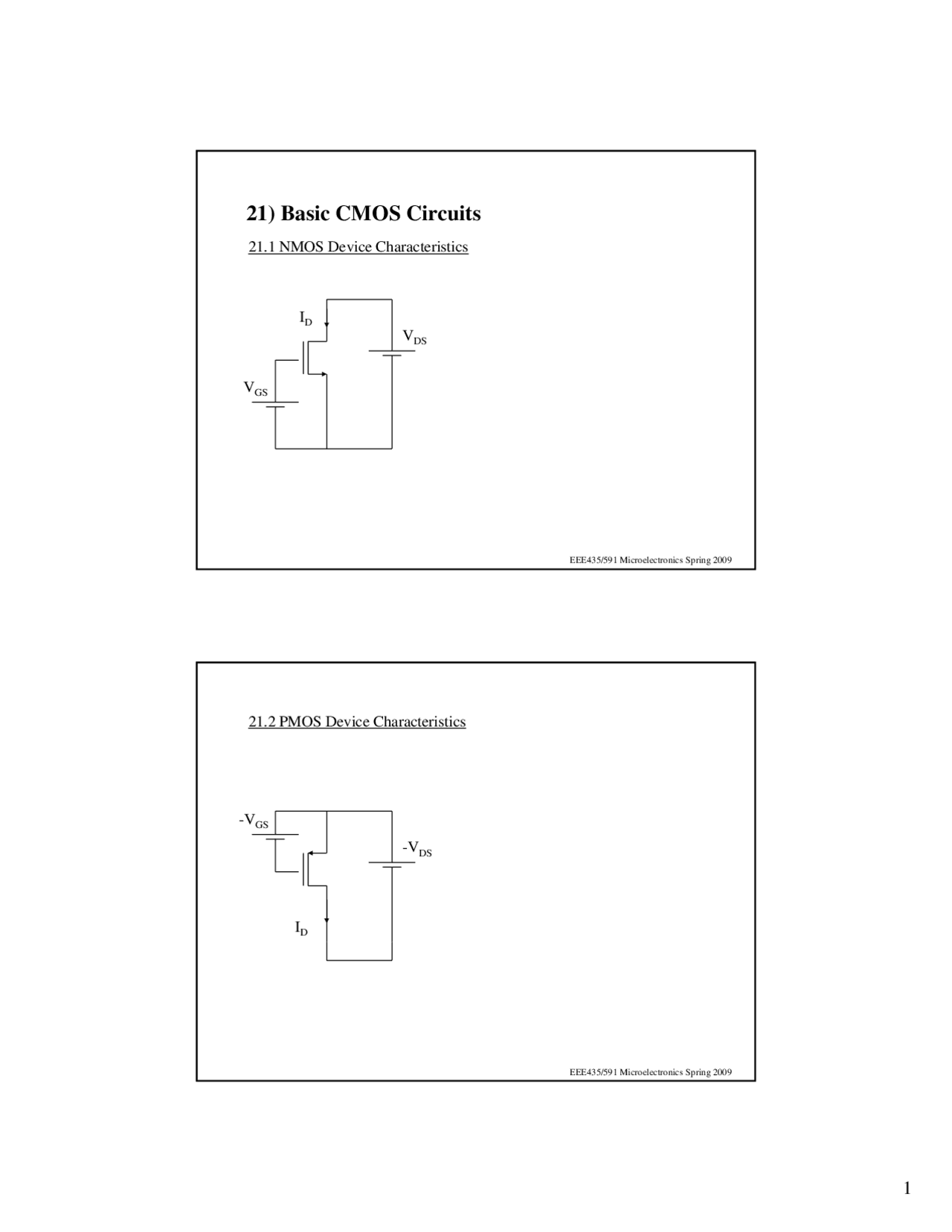 Basic CMOS Circuits - Lecture Slides | EEE 435 - Docsity