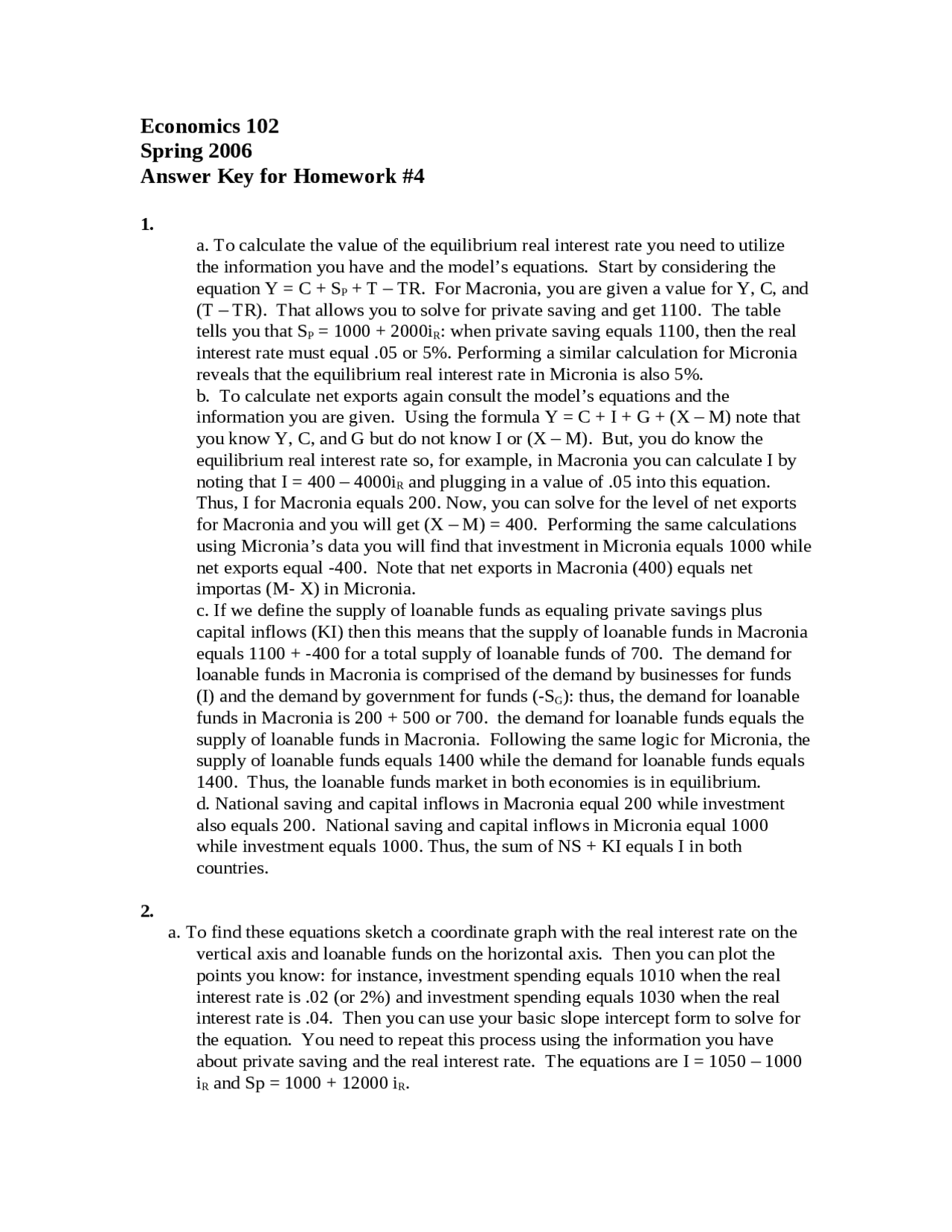 Homework 4 with Answer Key - Principles of Macroeconomics | ECON 102 ...