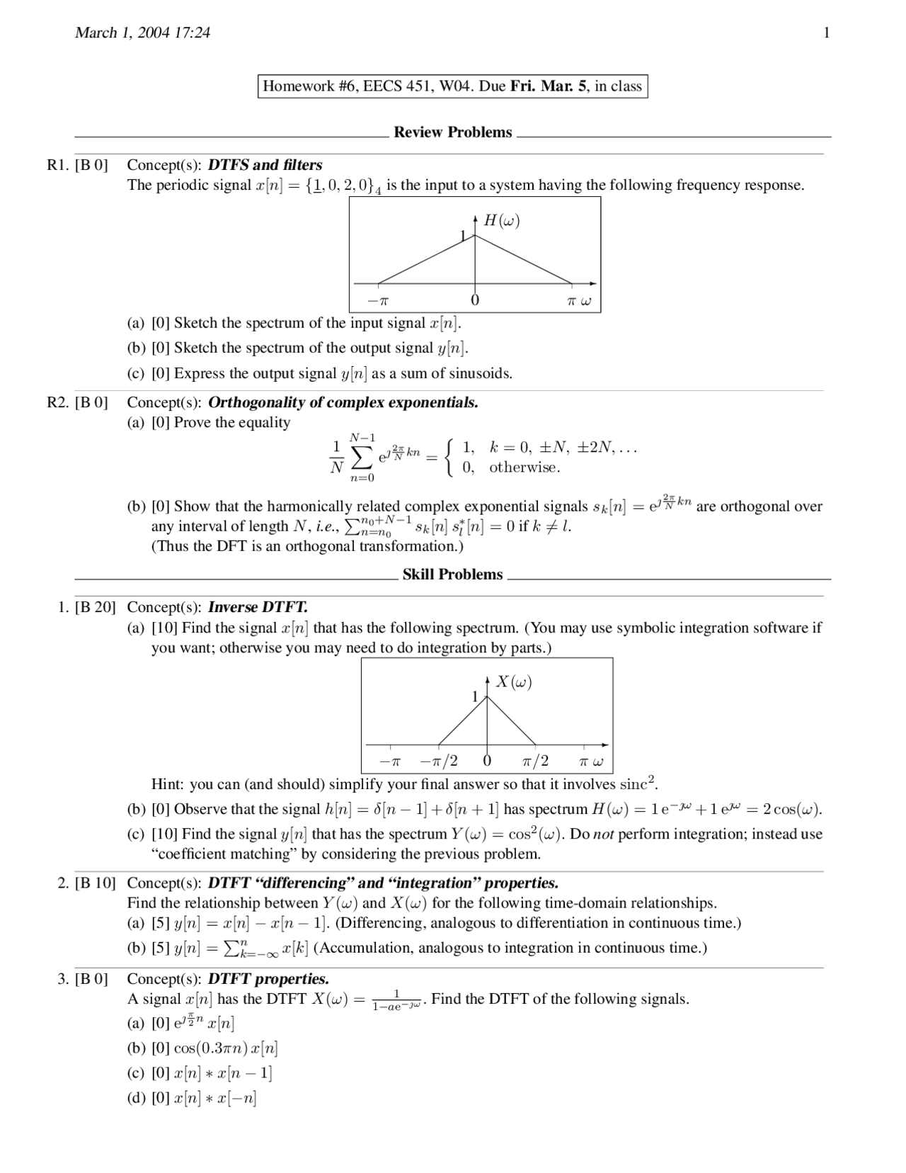 8 Questions On Digital Sign Process And Analysis Homework 6 Eecs 451 Docsity