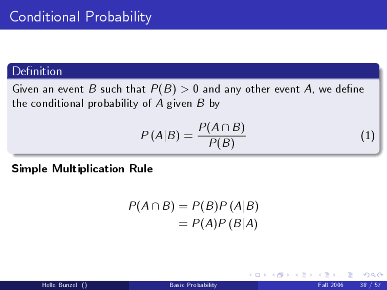 Conditional Probability - Lecture Notes | ECON 500 - Docsity