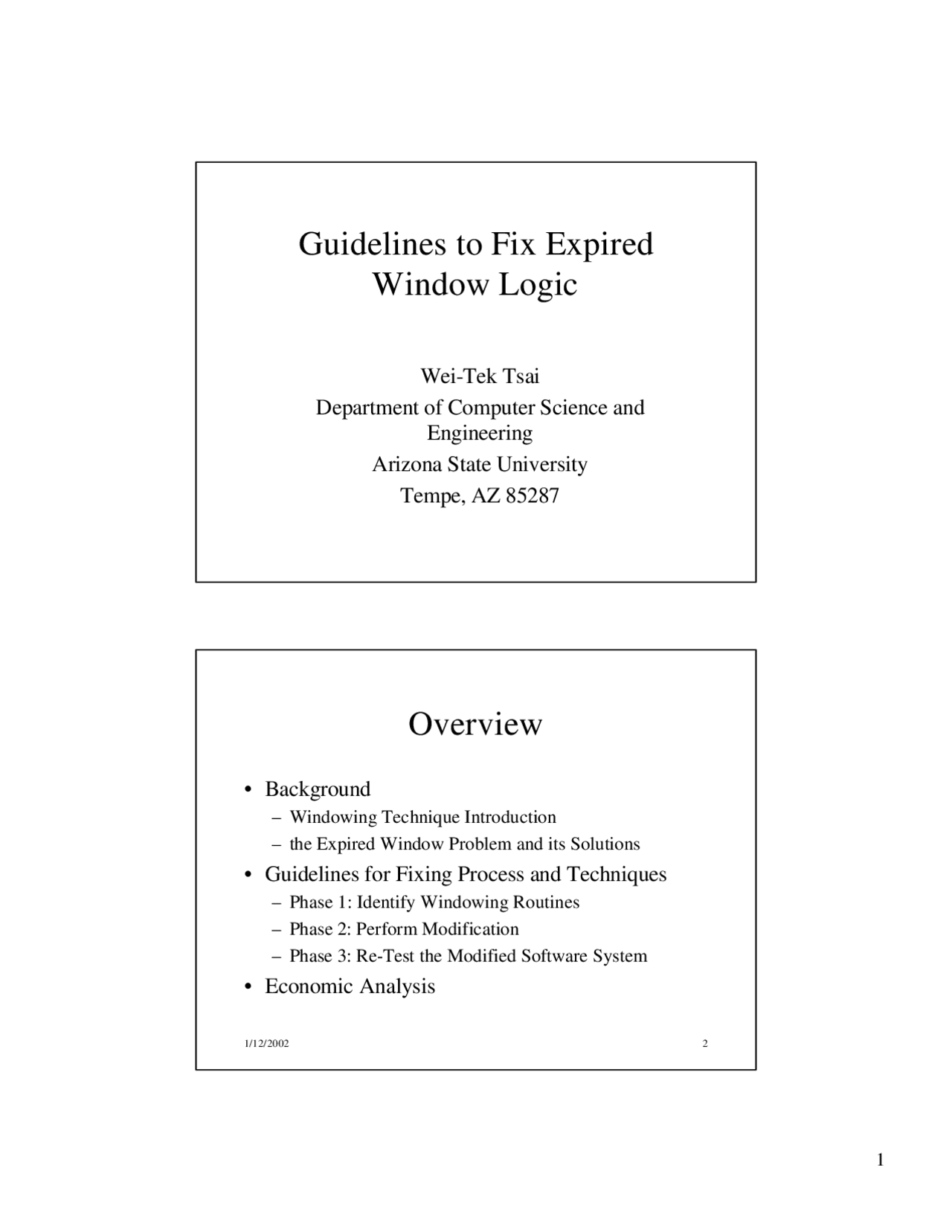 Guidelines to Fix Expired Window Logic - Lecture Slides | CSE 565 - Docsity