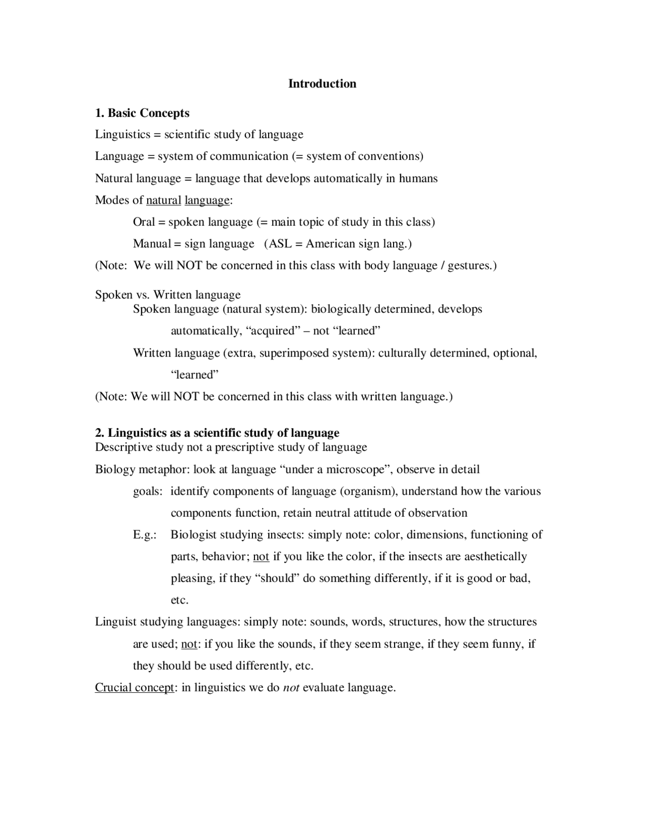 Language Course Notes Notes on Introduction to Linguistics I | LING 101 | Study notes ...
